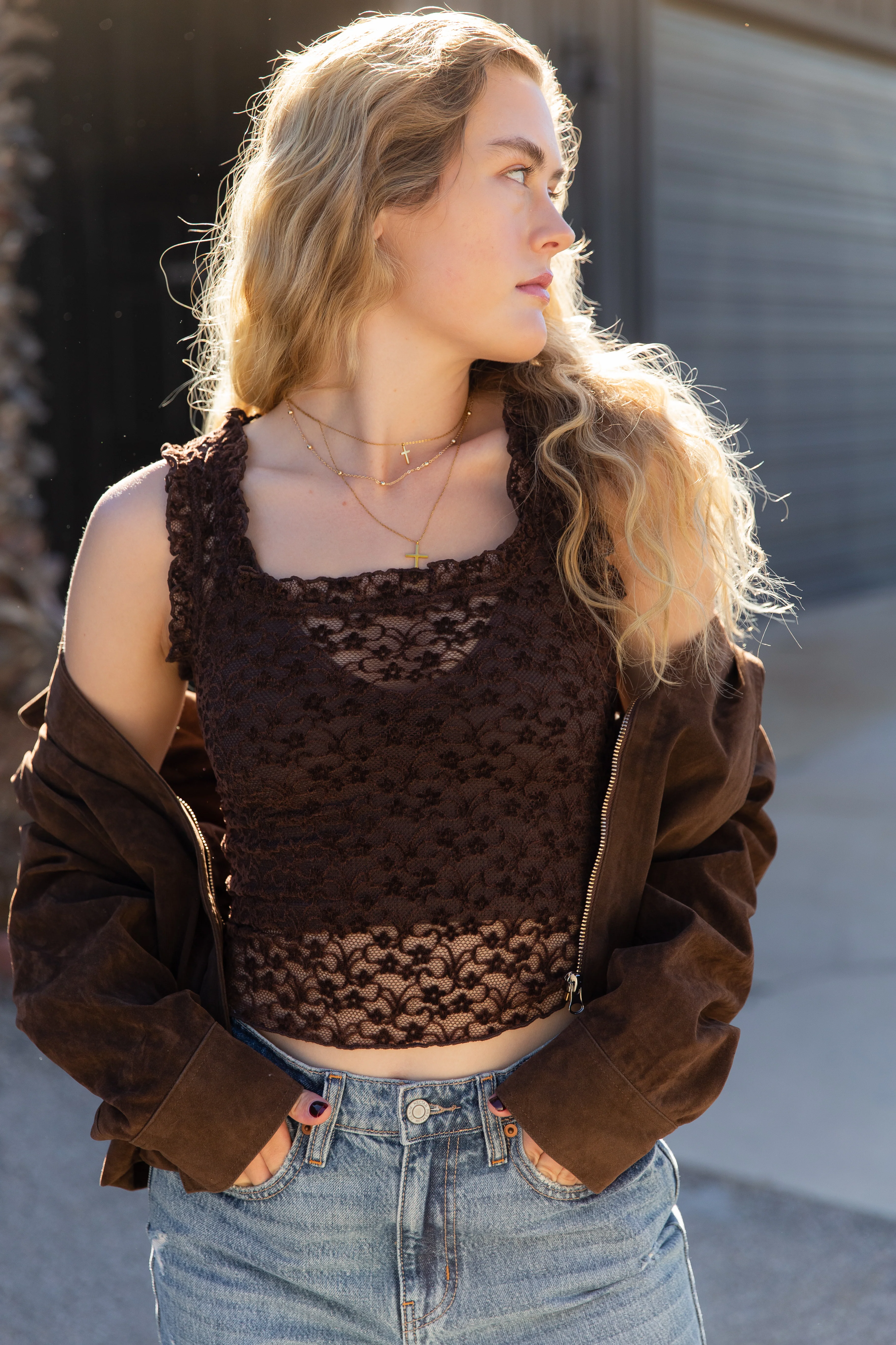 Sheer Lace Sleeveless Top