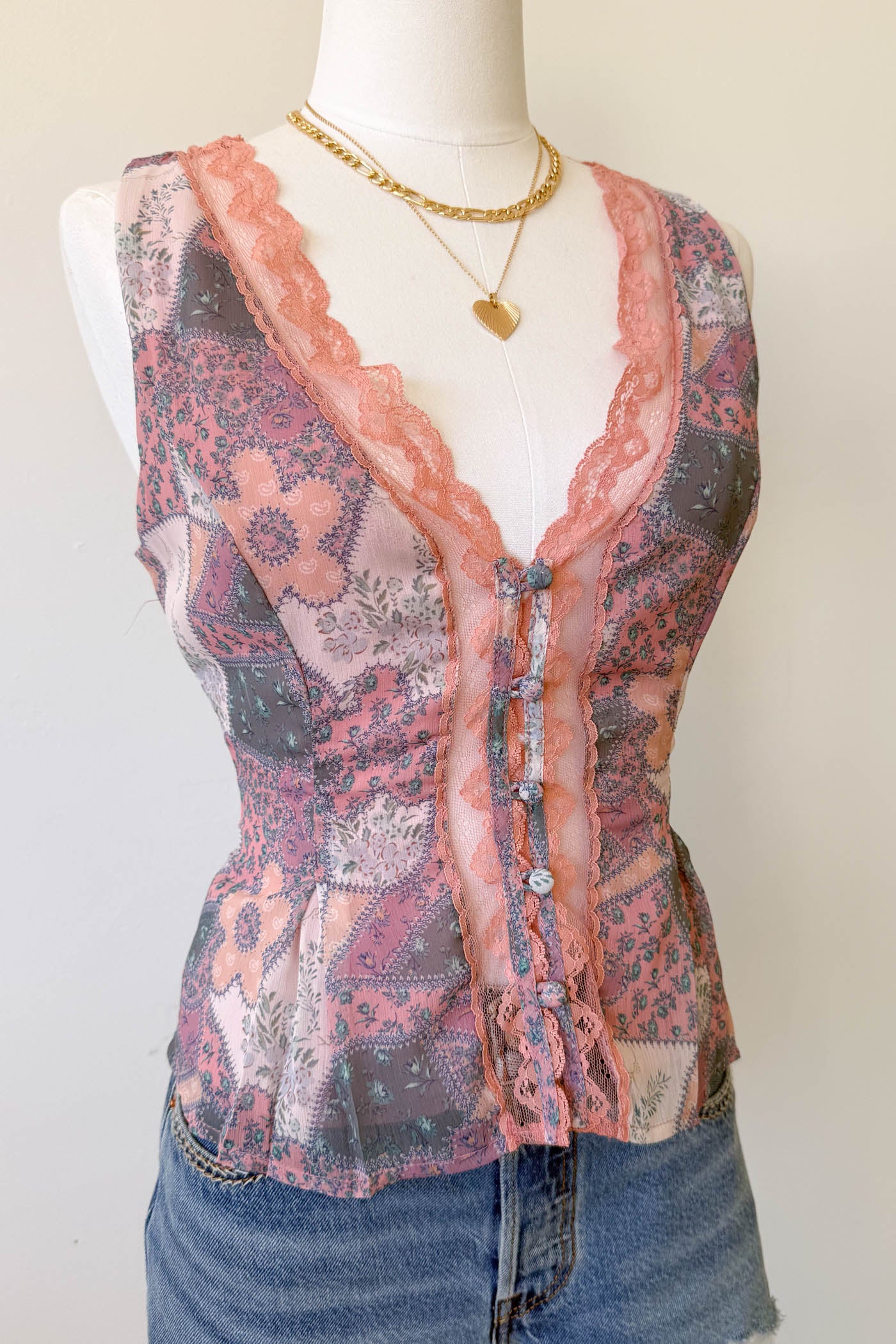 Floral Patchwork Sleeveless Top