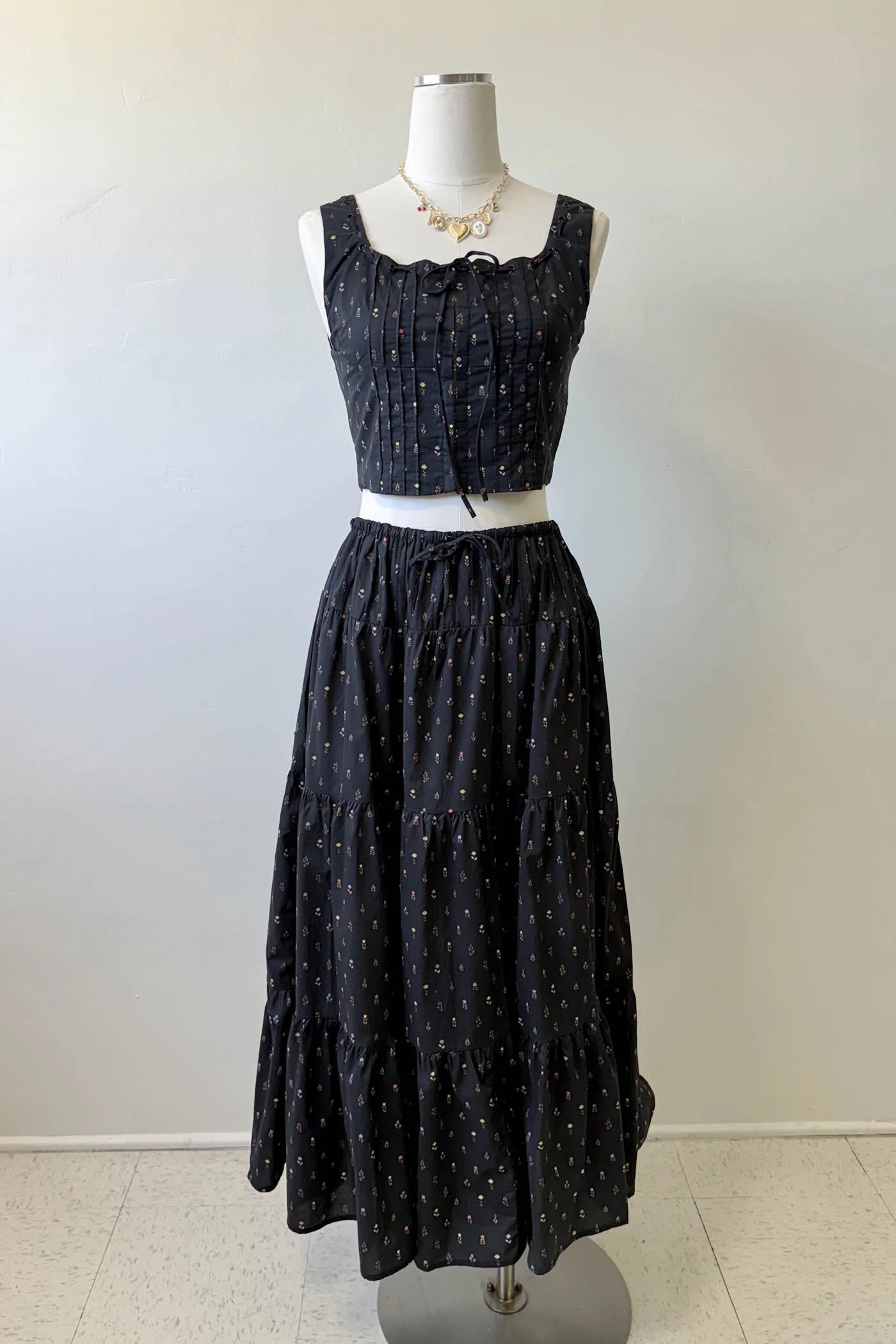 Pleated Floral Corset Top