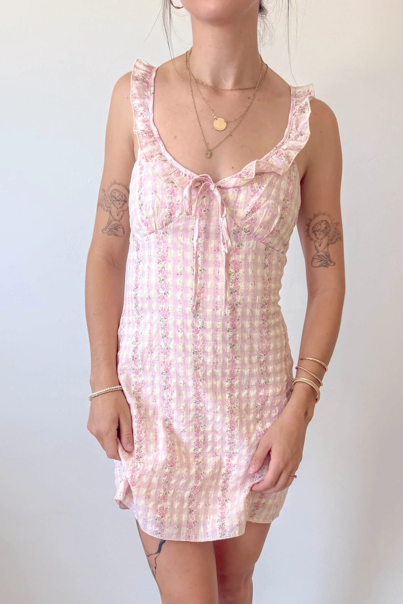 Plaid Ruffle Mini Dress