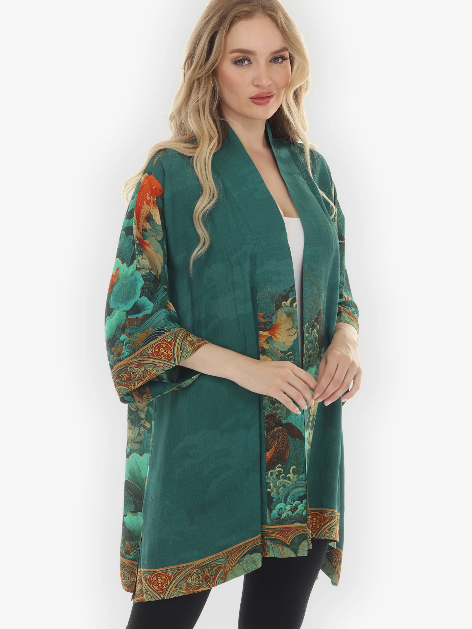 Koi Fish Sea Wave Kimono Jacket