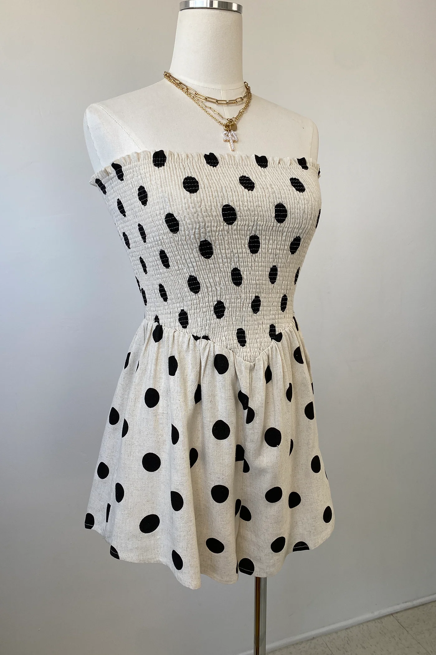 Dot Print Strapless Romper