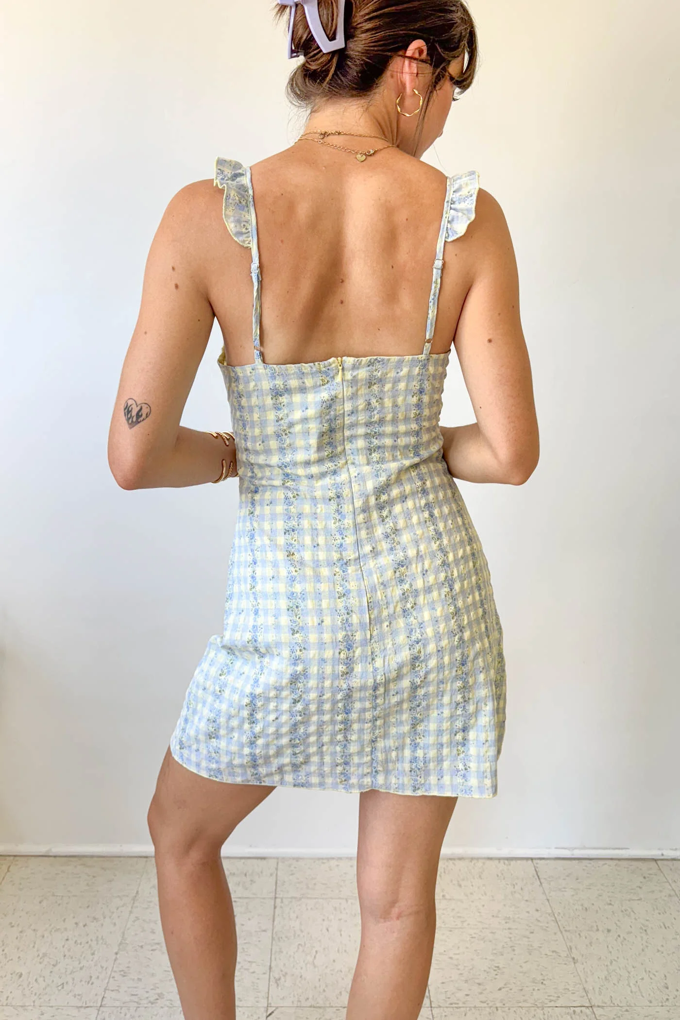 Plaid Ruffle Mini Dress