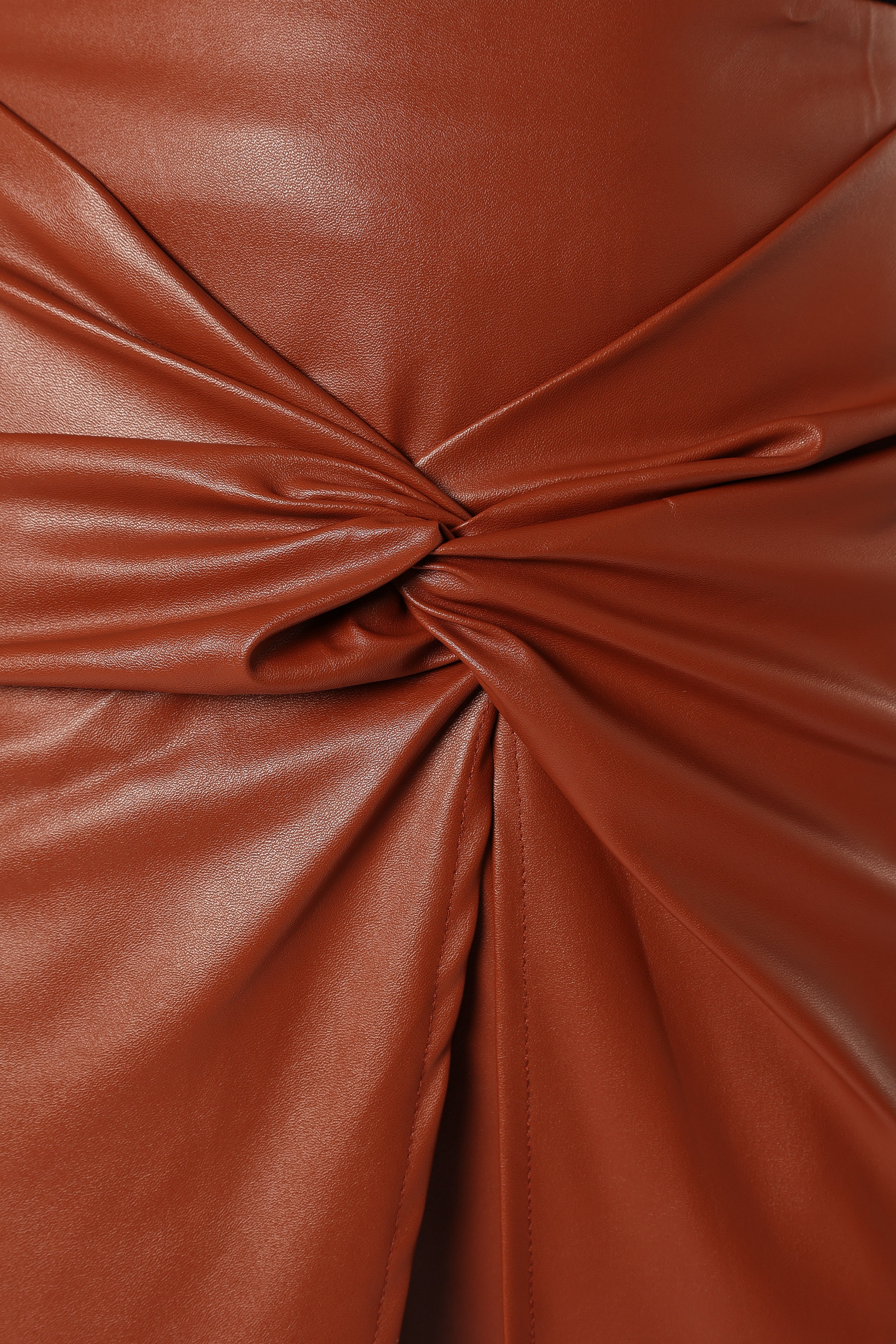 Kristy Vegan Leather Skirt - Brown