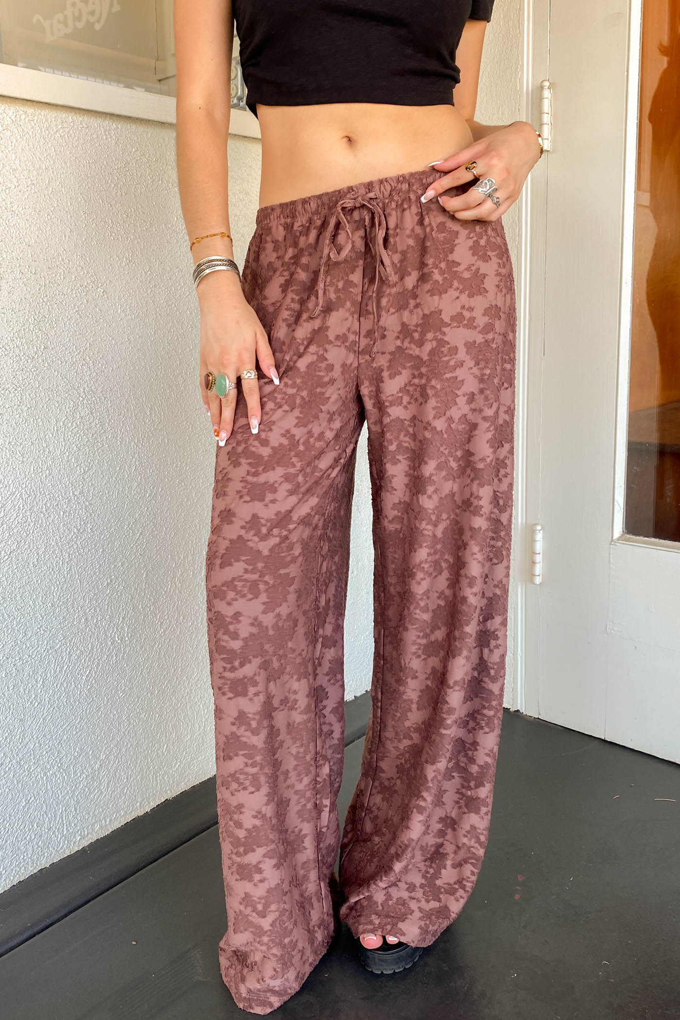 Textured Floral Pants