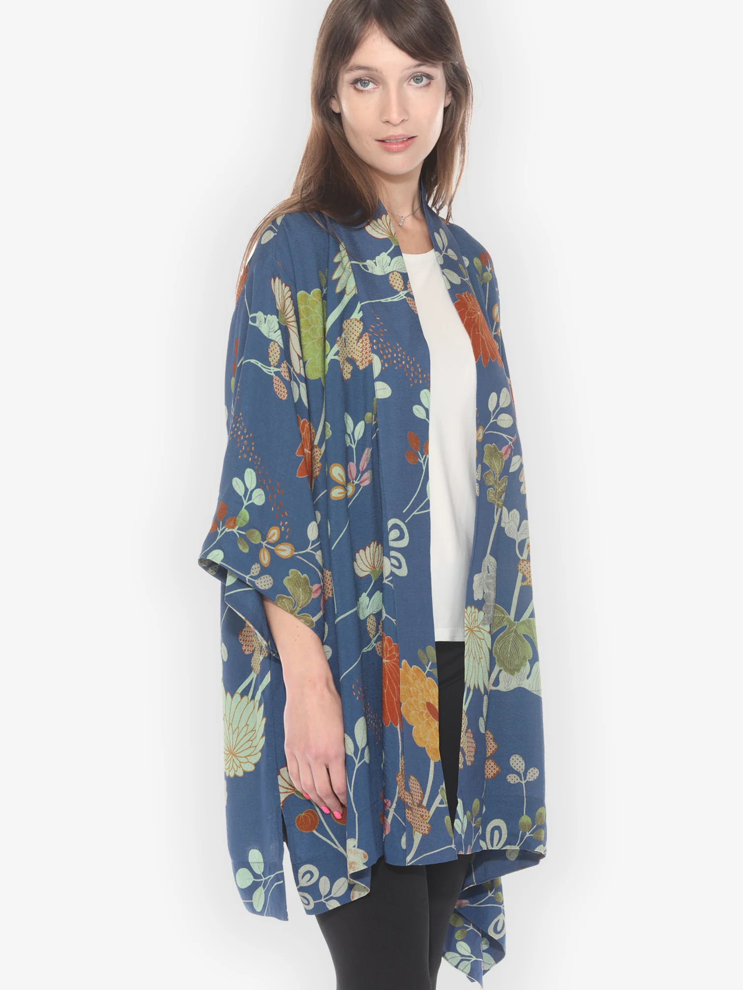 Garden in Blue Kimono Jacket