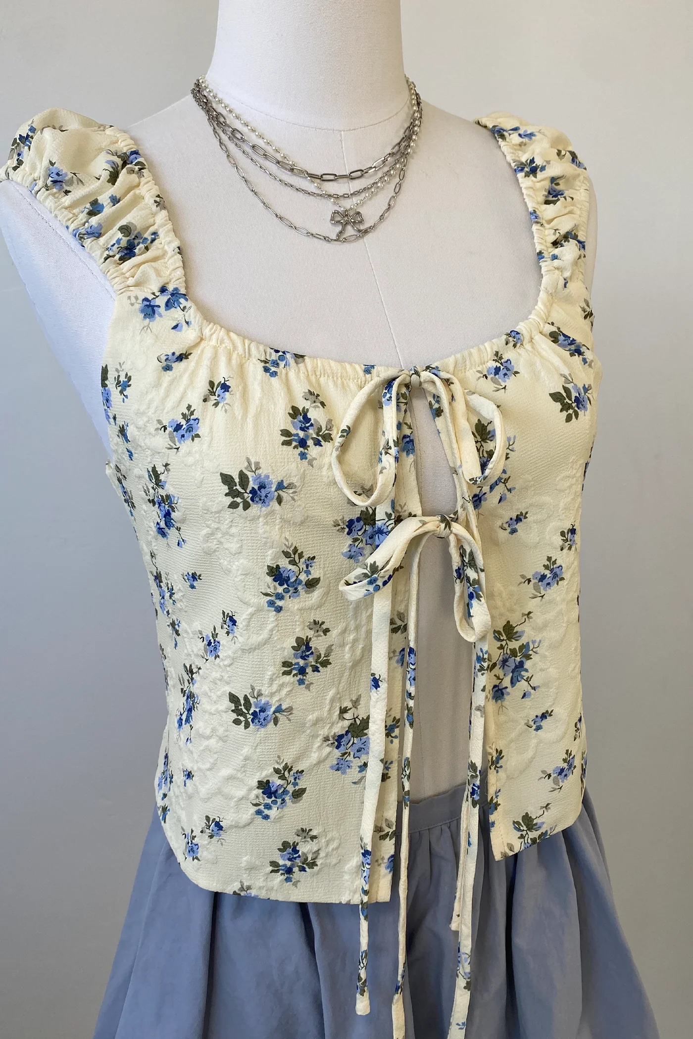 Floral Split Front Peasant Top