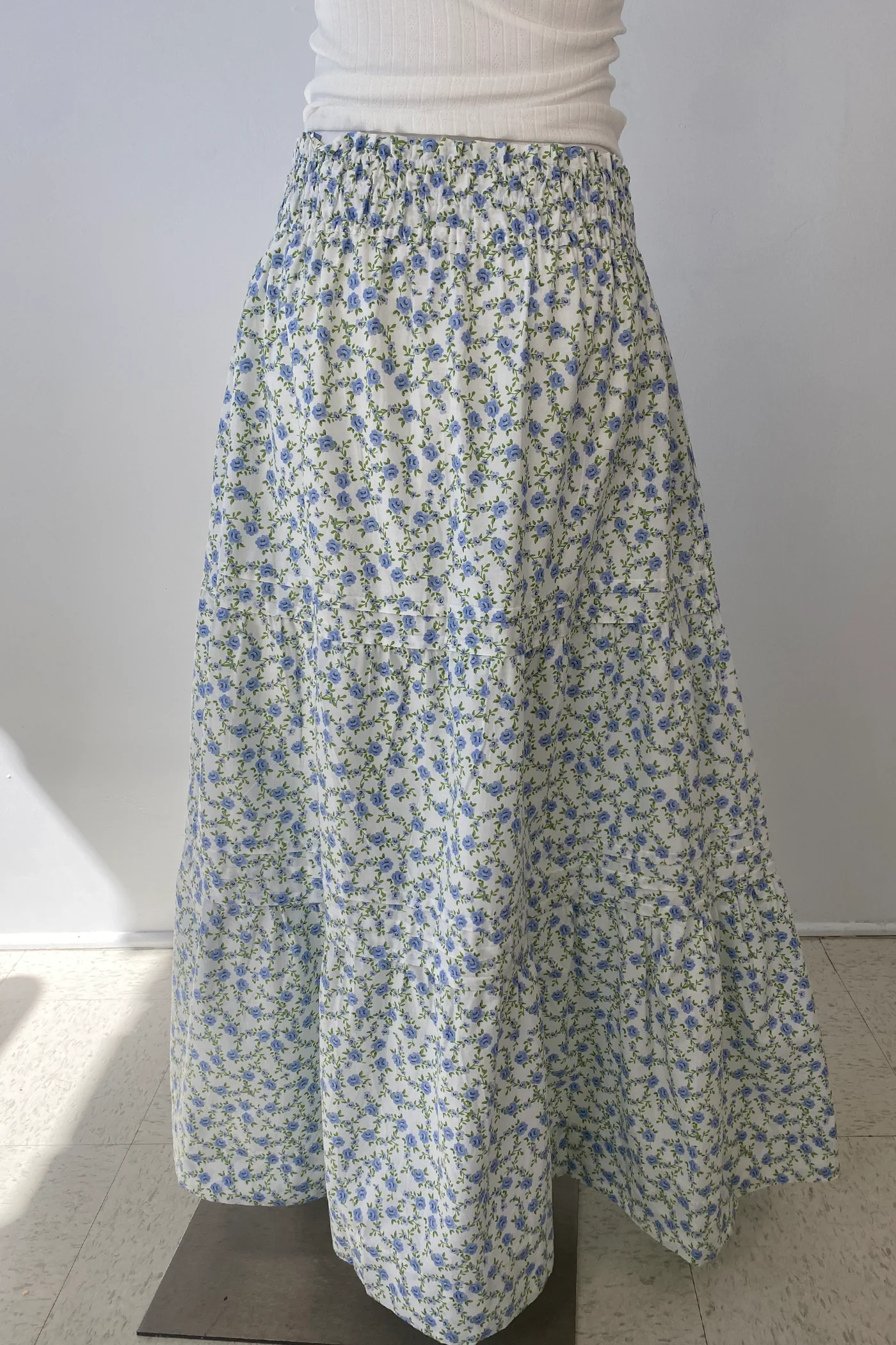 Tiered Floral Midi Skirt