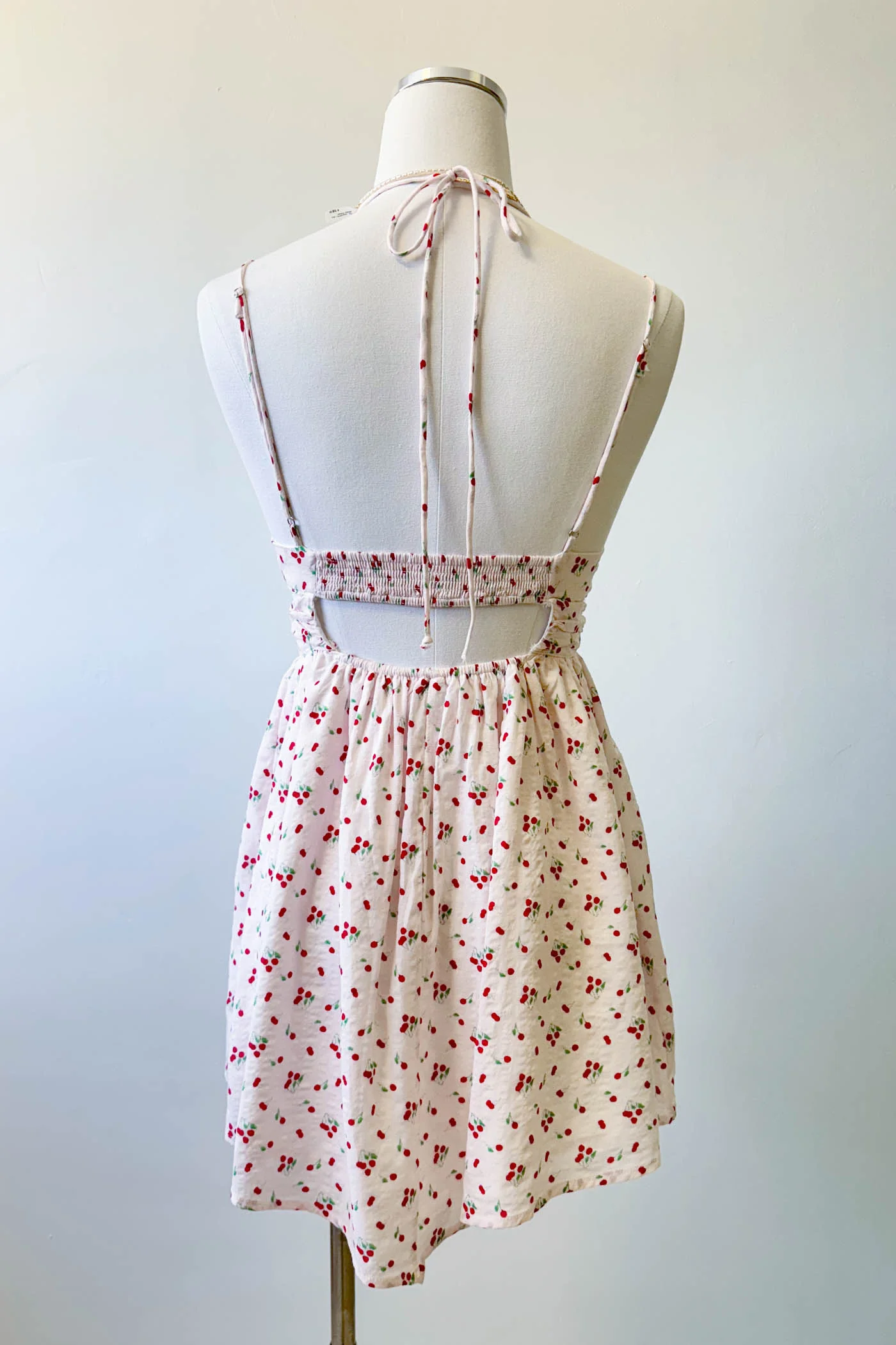 Strappy Cherry Print Mini Dress