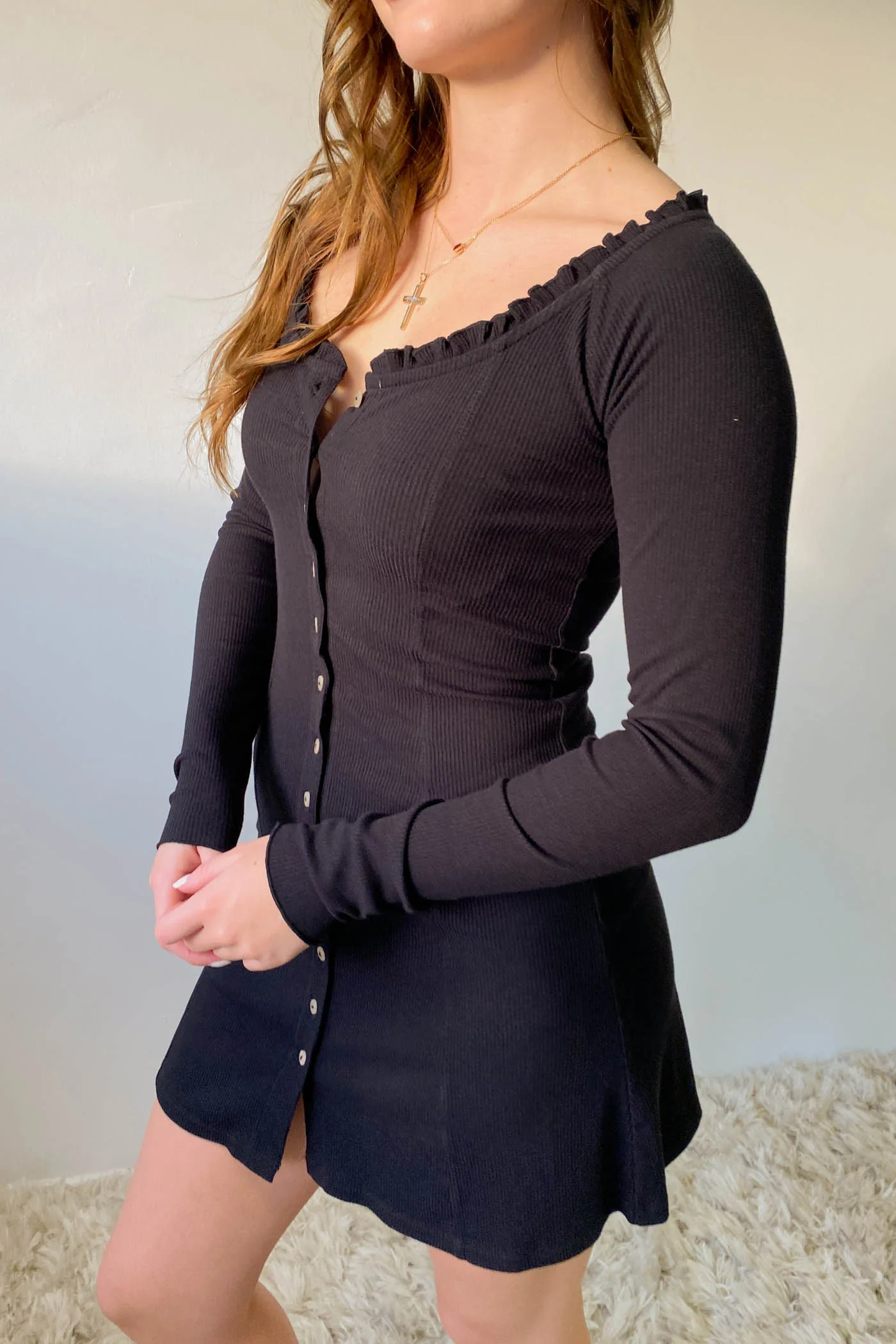 Button Up Long Sleeve Dress