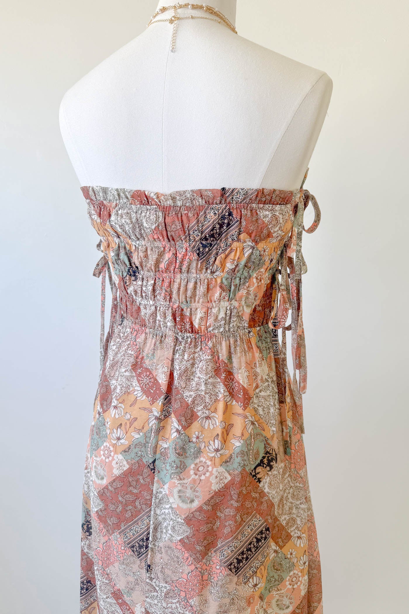 Patchwork Strapless Maxi Dress