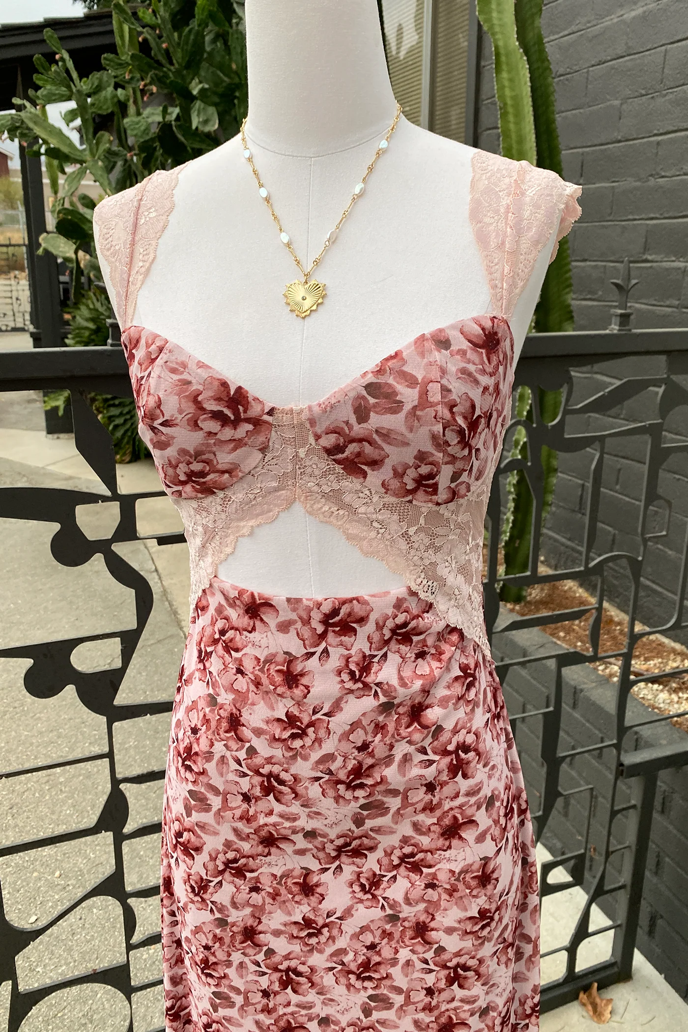 Floral Cutout Midi Dress