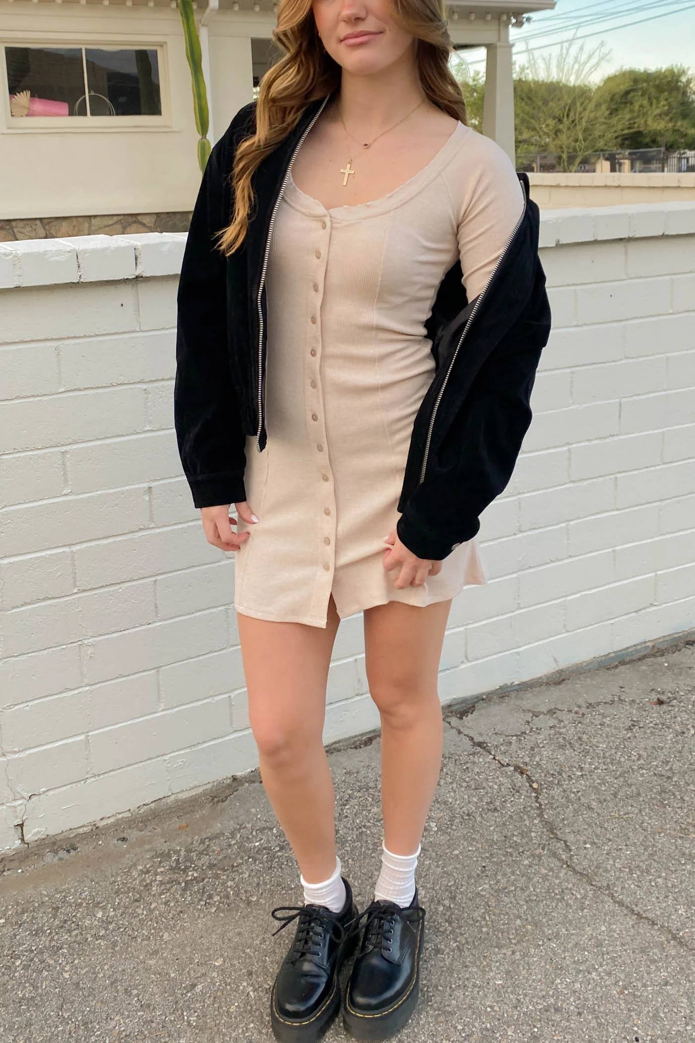 Button Up Long Sleeve Dress