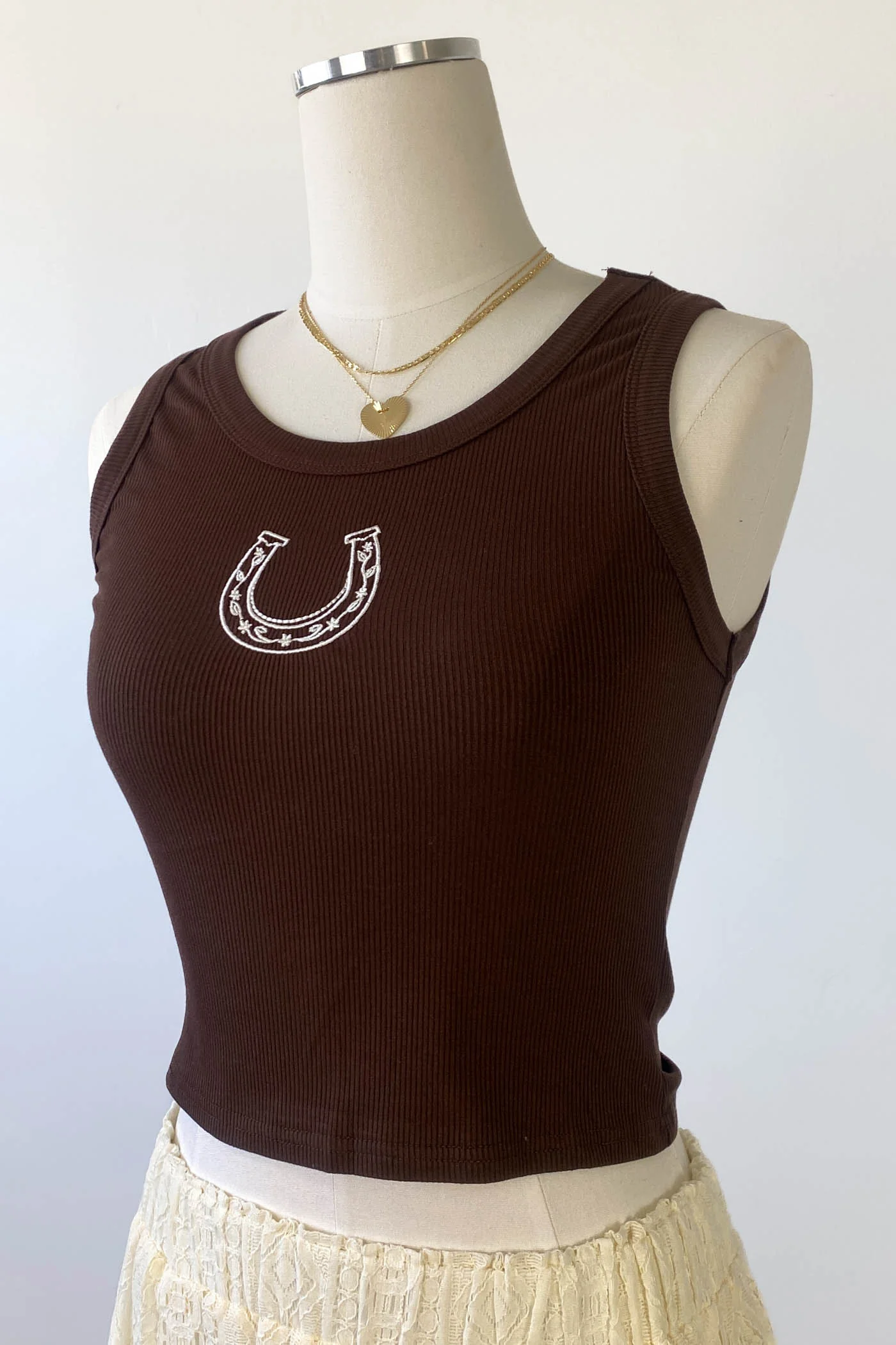 Horseshoe Embroidered Sleeveless Top