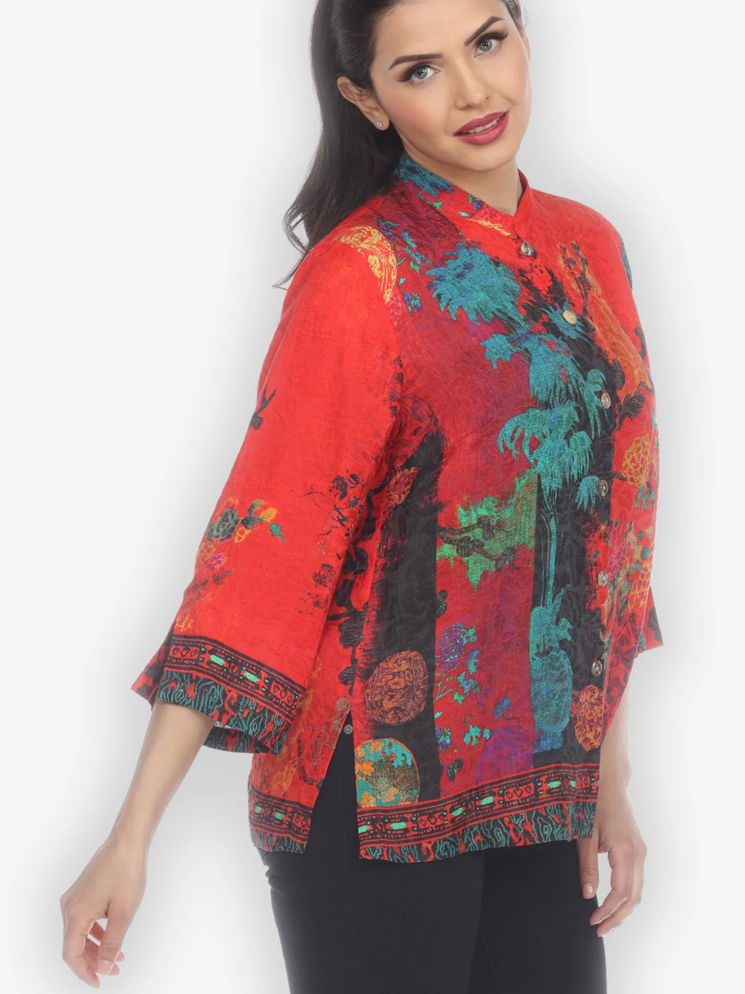 Vintage Vase Floral Silk Blouse