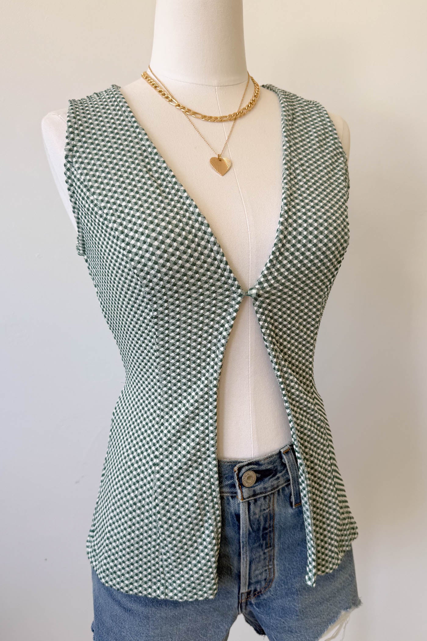 Gingham Split Front Top