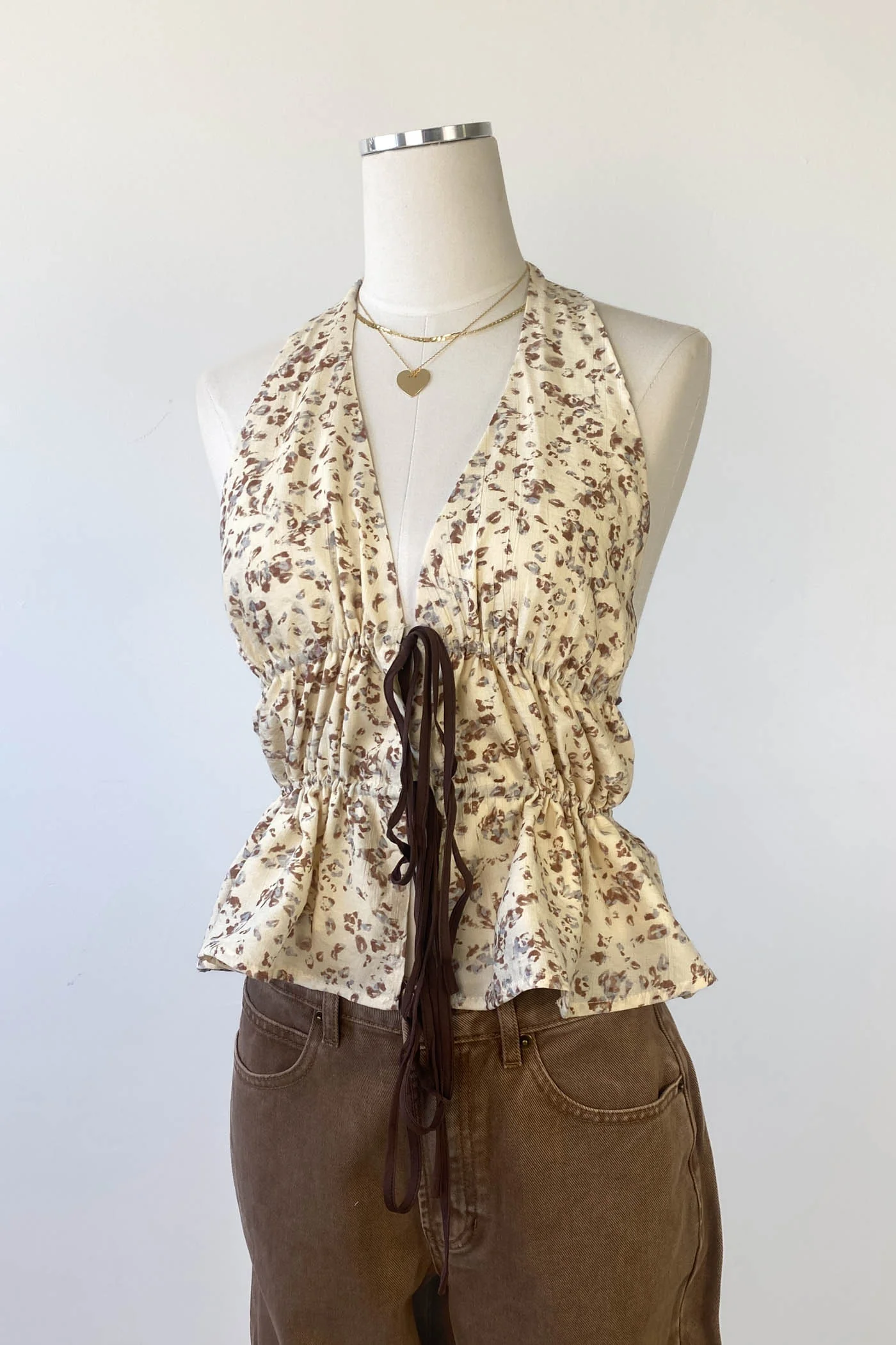 Floral Split Front Halter Top