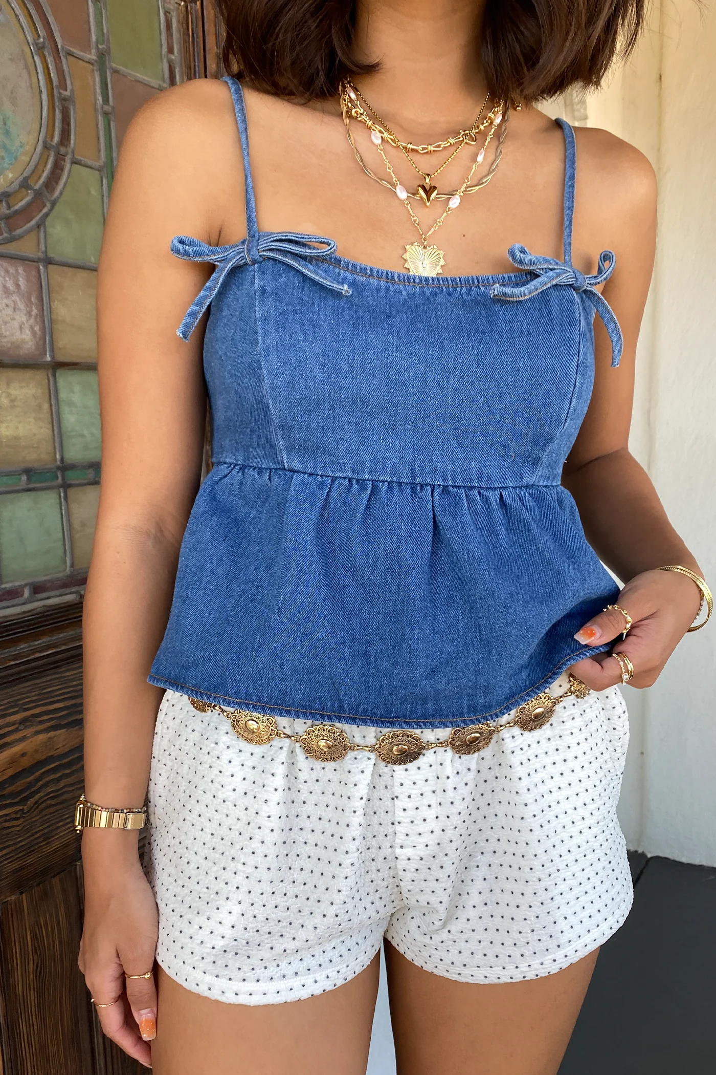 Denim Babydoll Cami Top