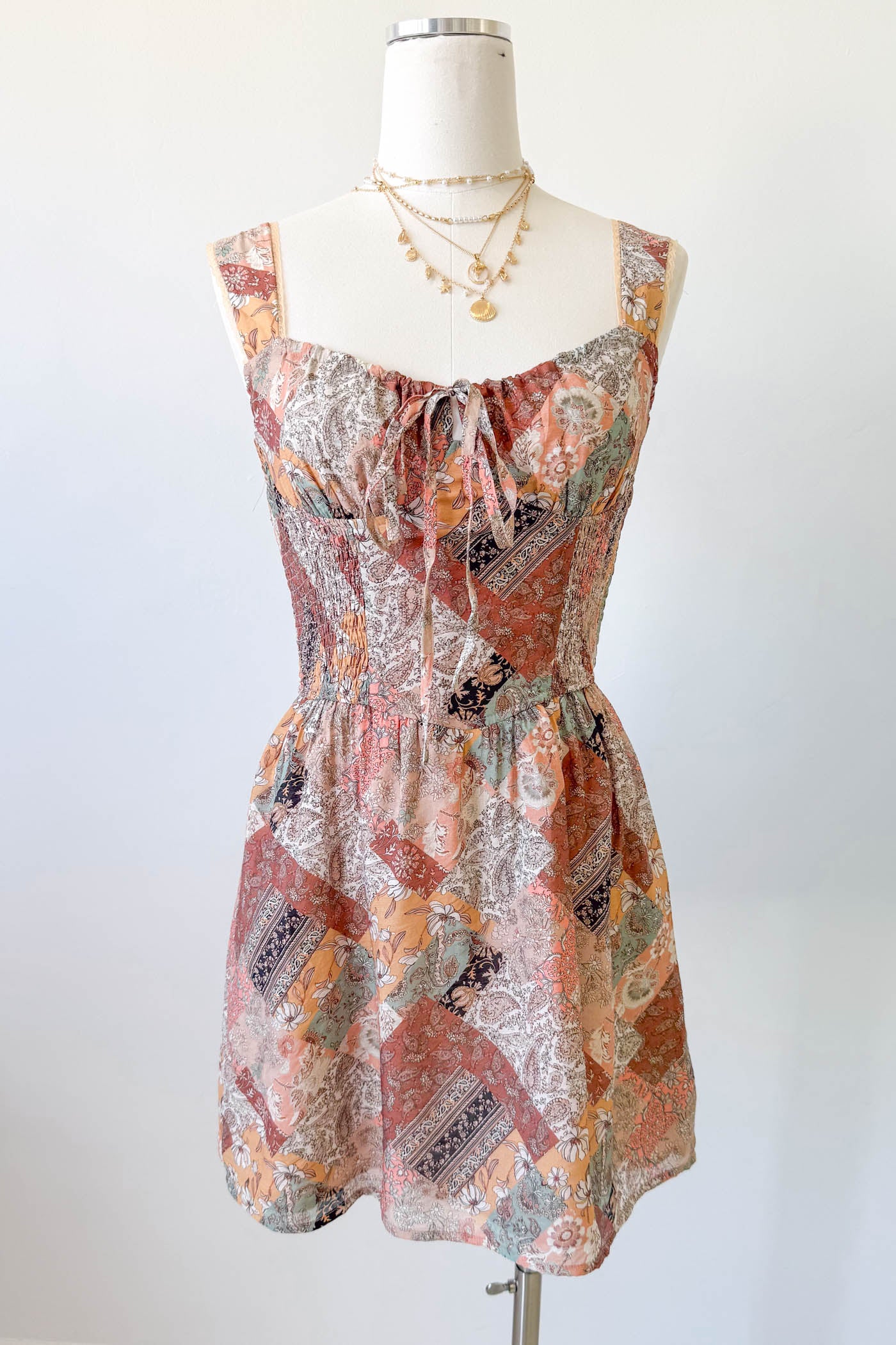 Patchwork Print Mini Dress