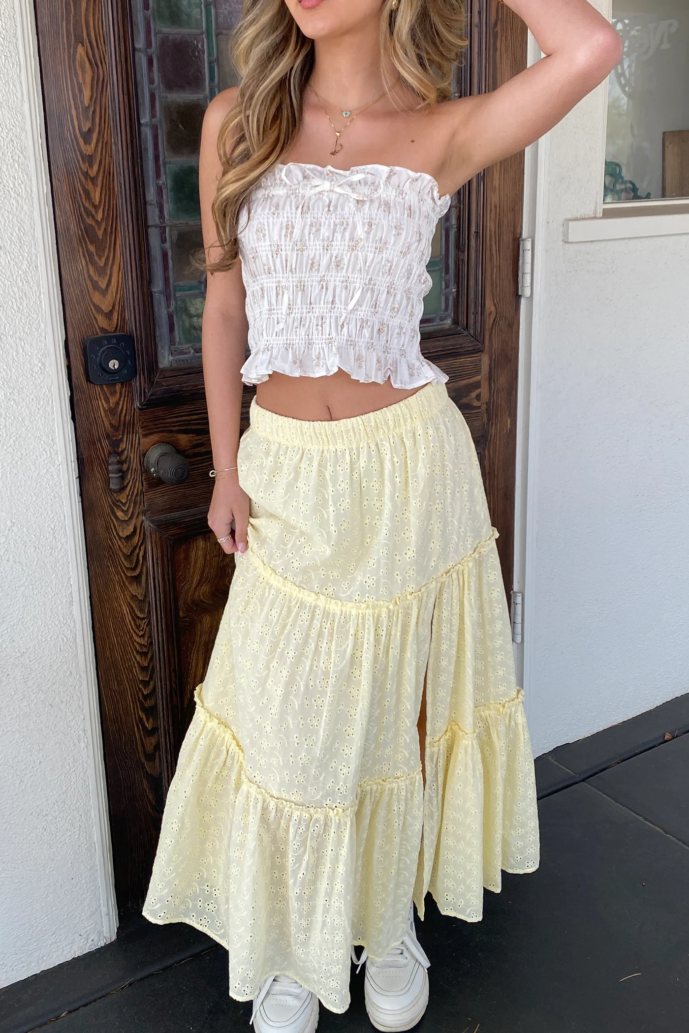 Eyelet Maxi Skirt