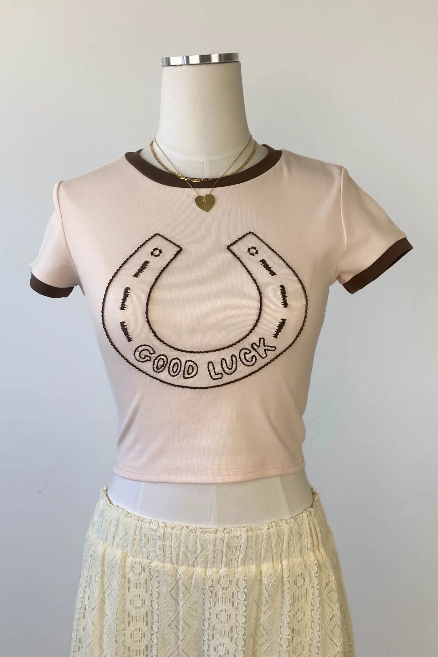 Horseshoe Embroidered Ringer Tee