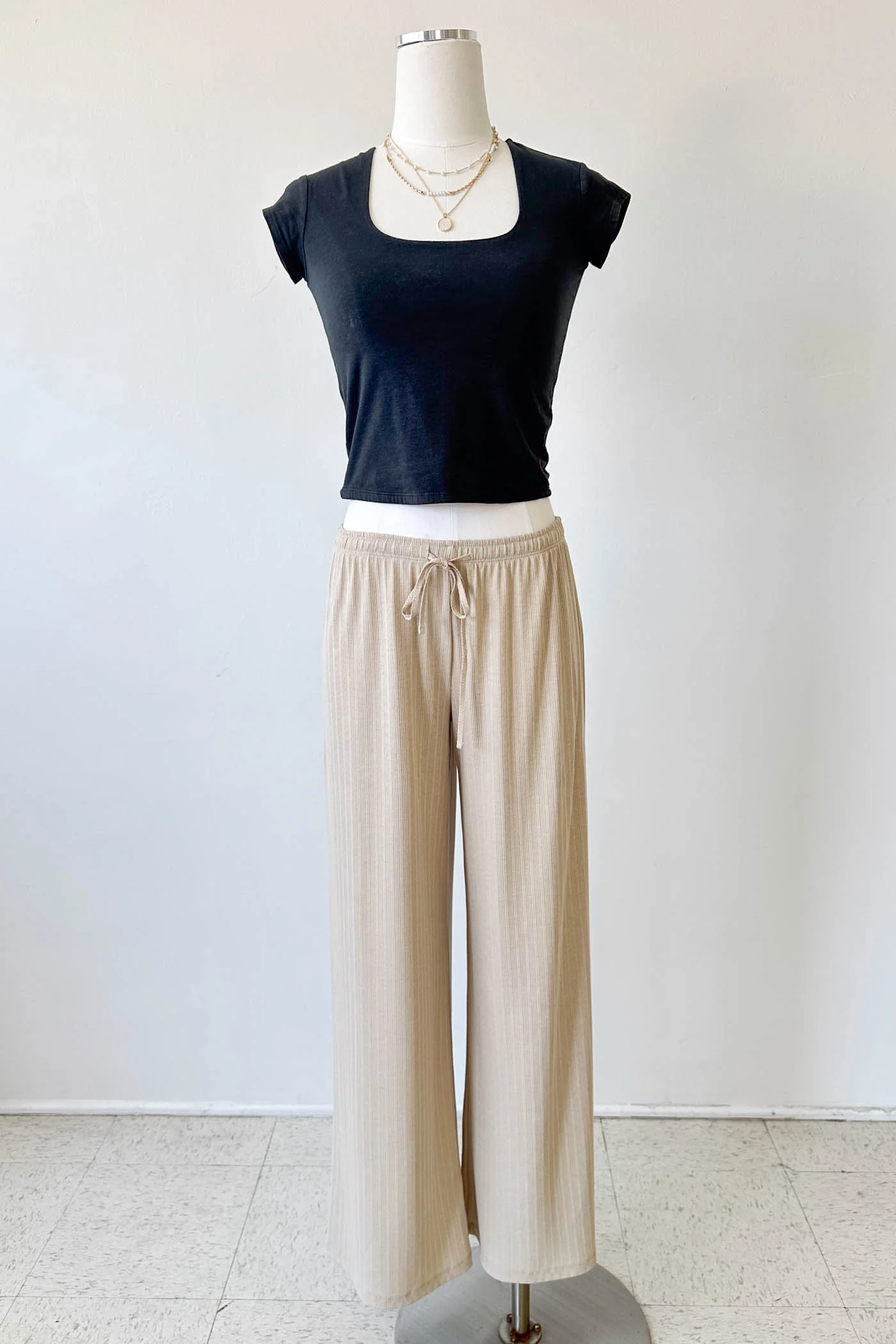Wide Leg Ribbed Pants