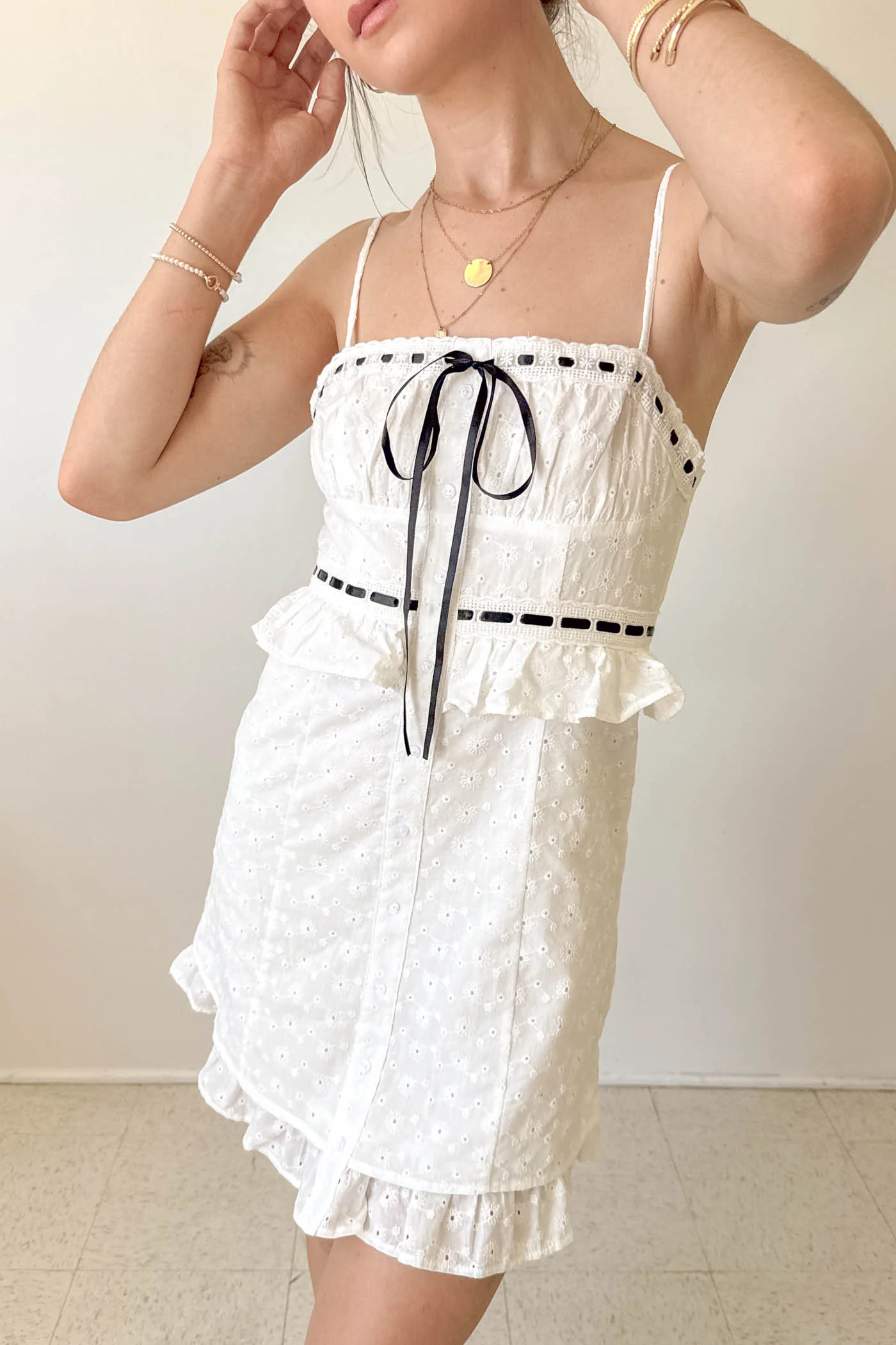 Lacey Eyelet Mini Dress