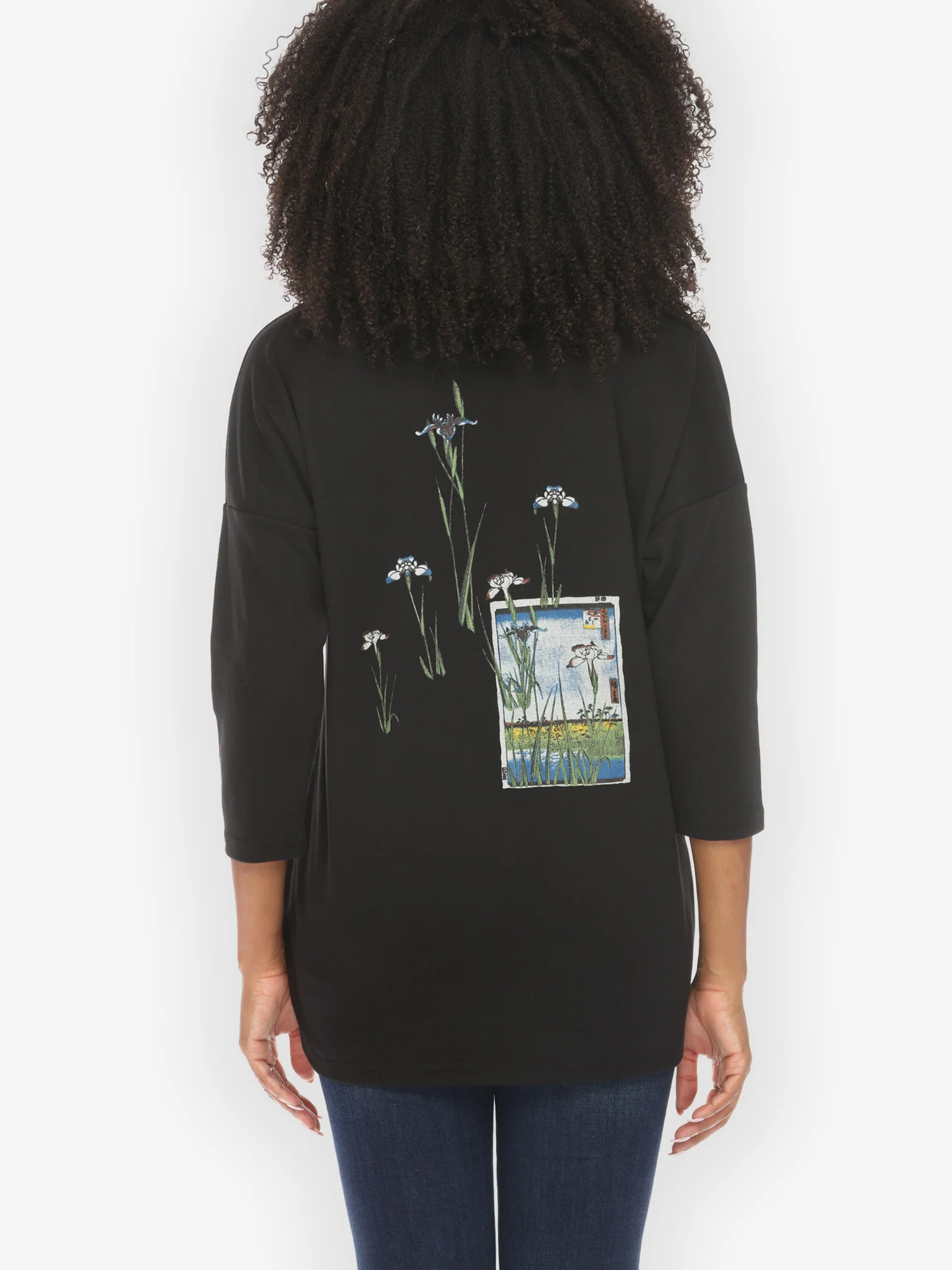 Japanese Irises Traditional Print Pullover