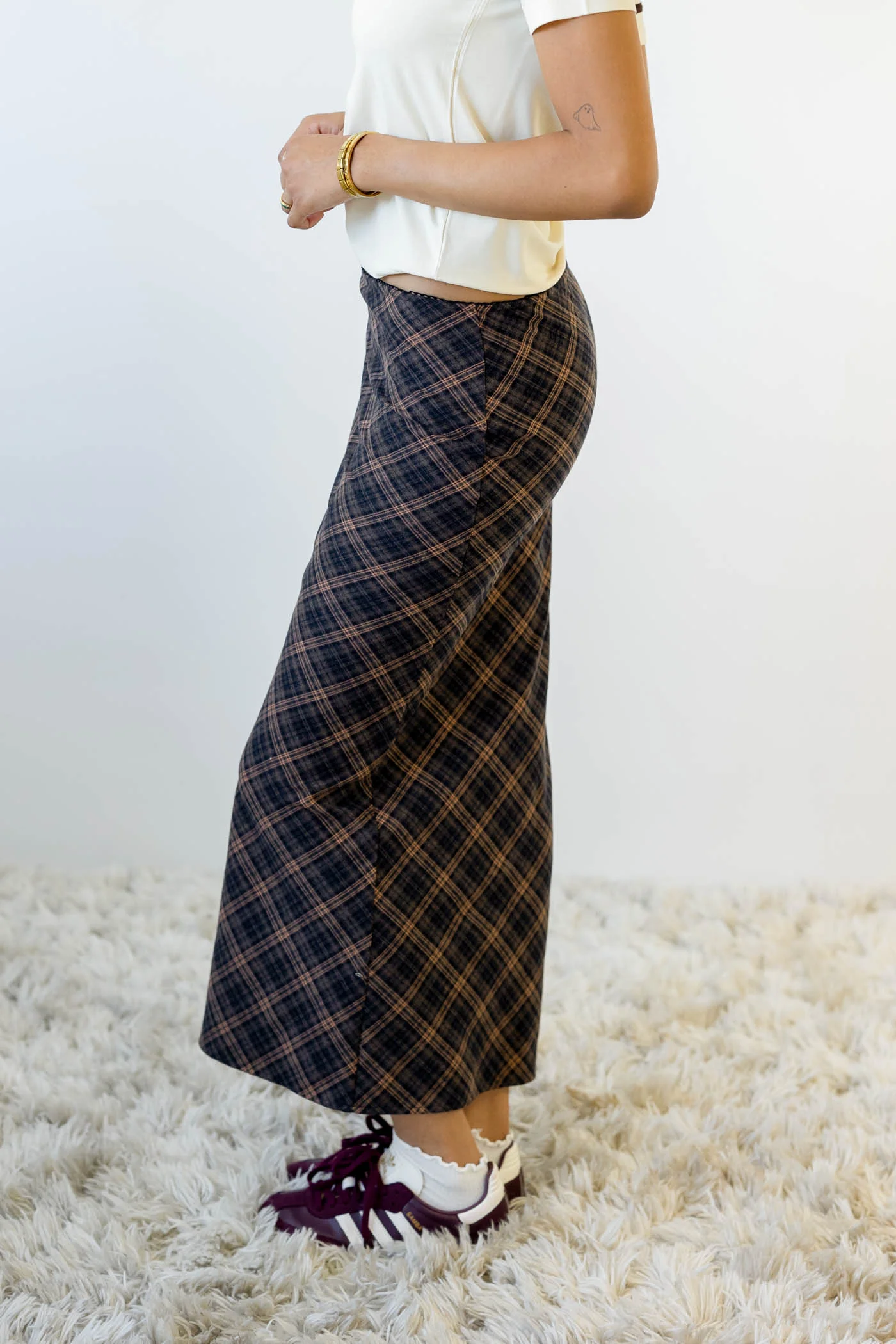 Plaid Midi Skirt