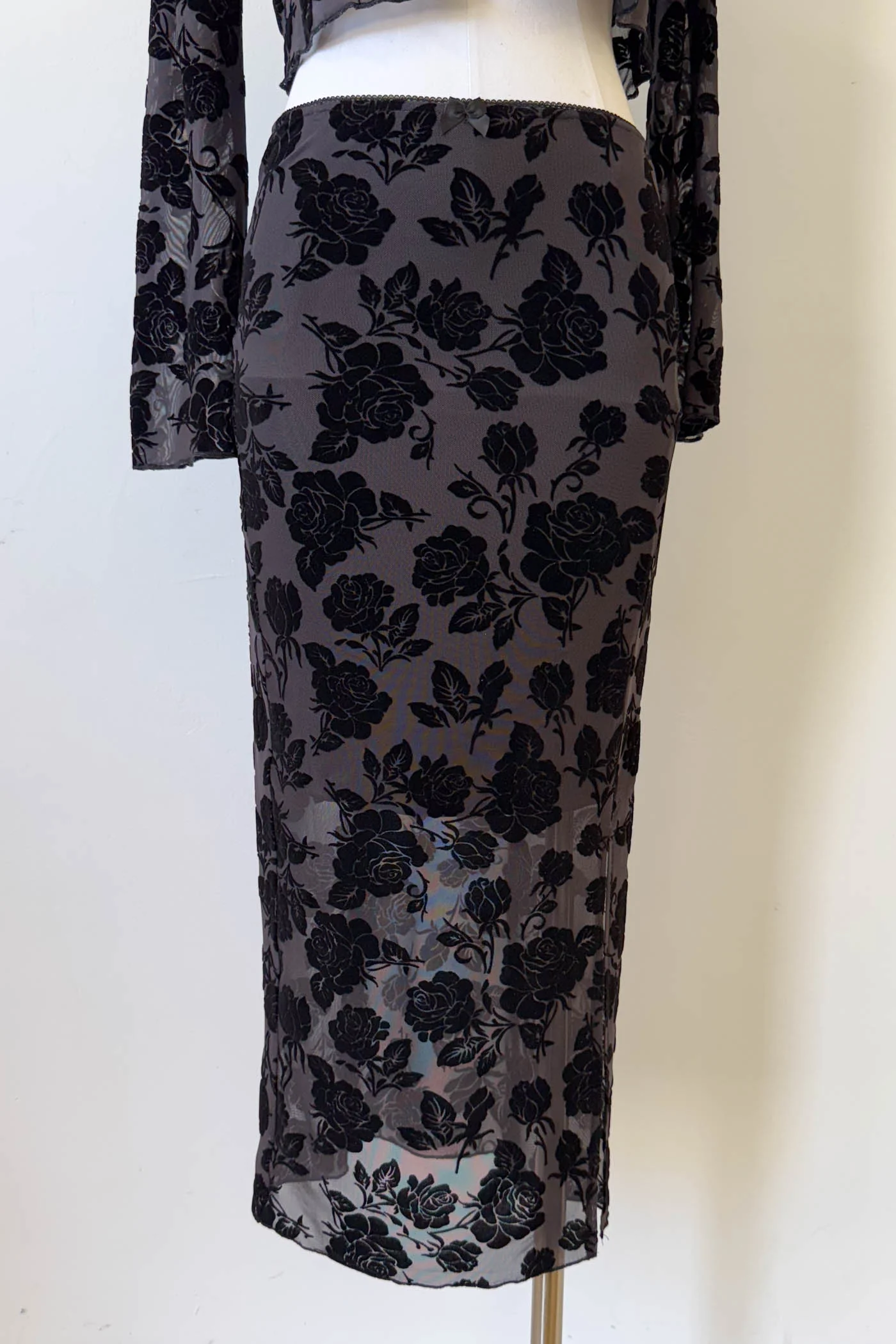 Floral Stretch Lace Midi Skirt