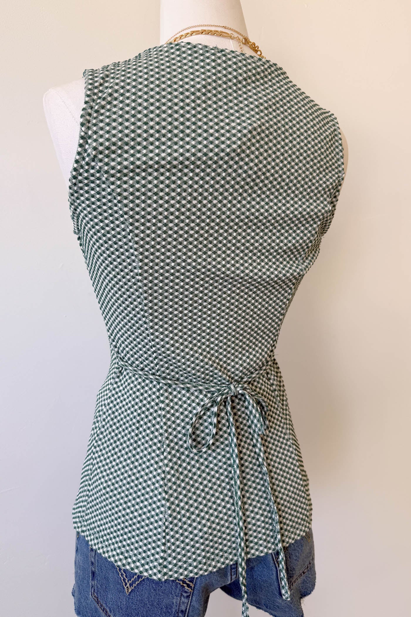 Gingham Split Front Top