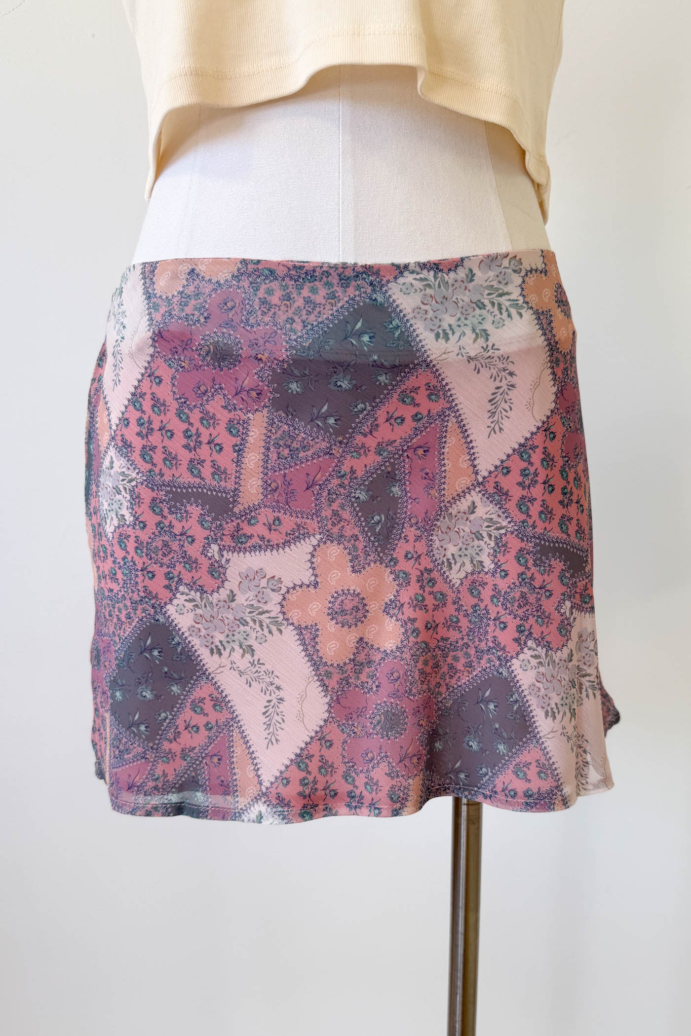 Floral Patchwork Mini Skirt