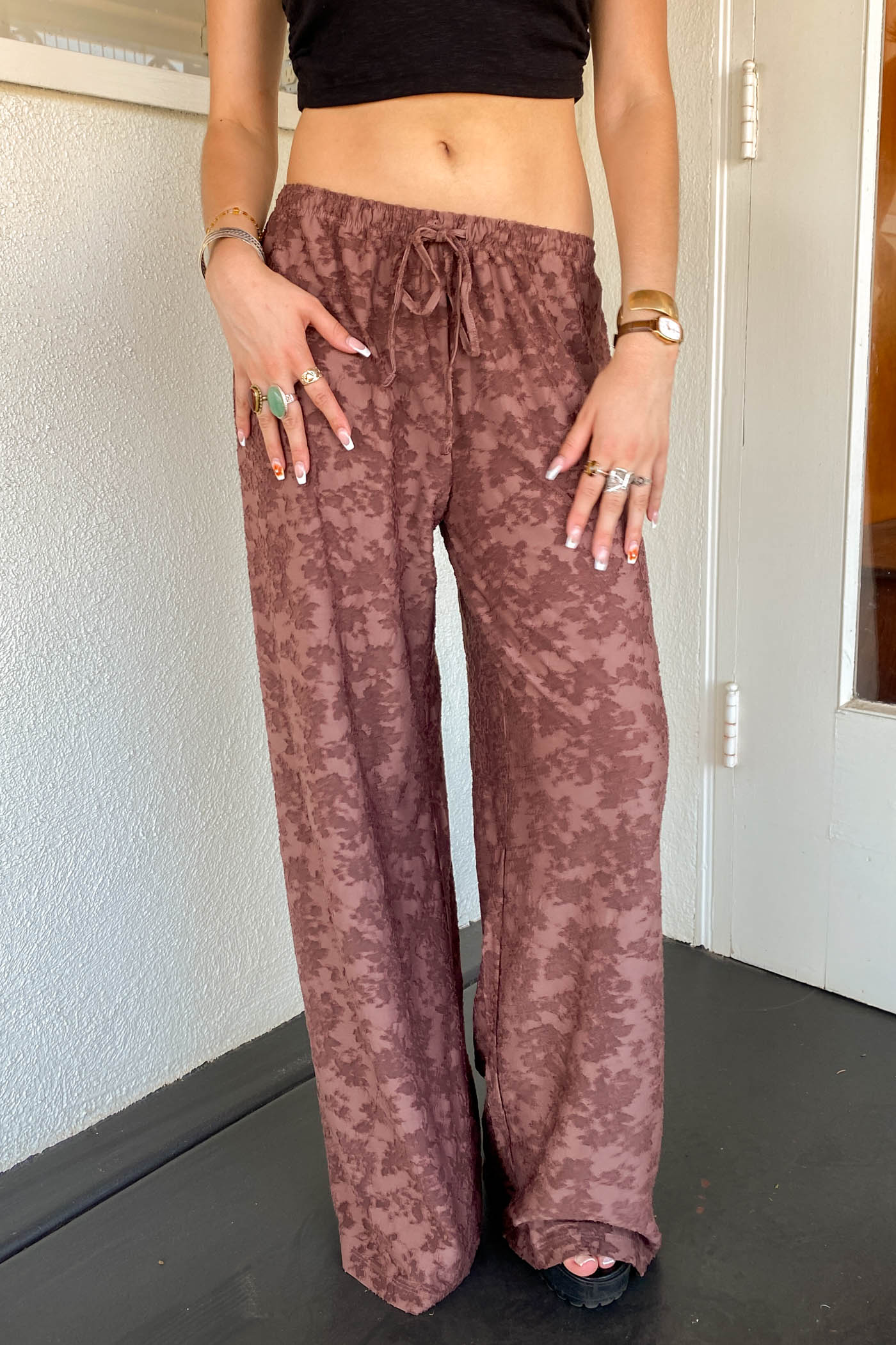 Textured Floral Pants