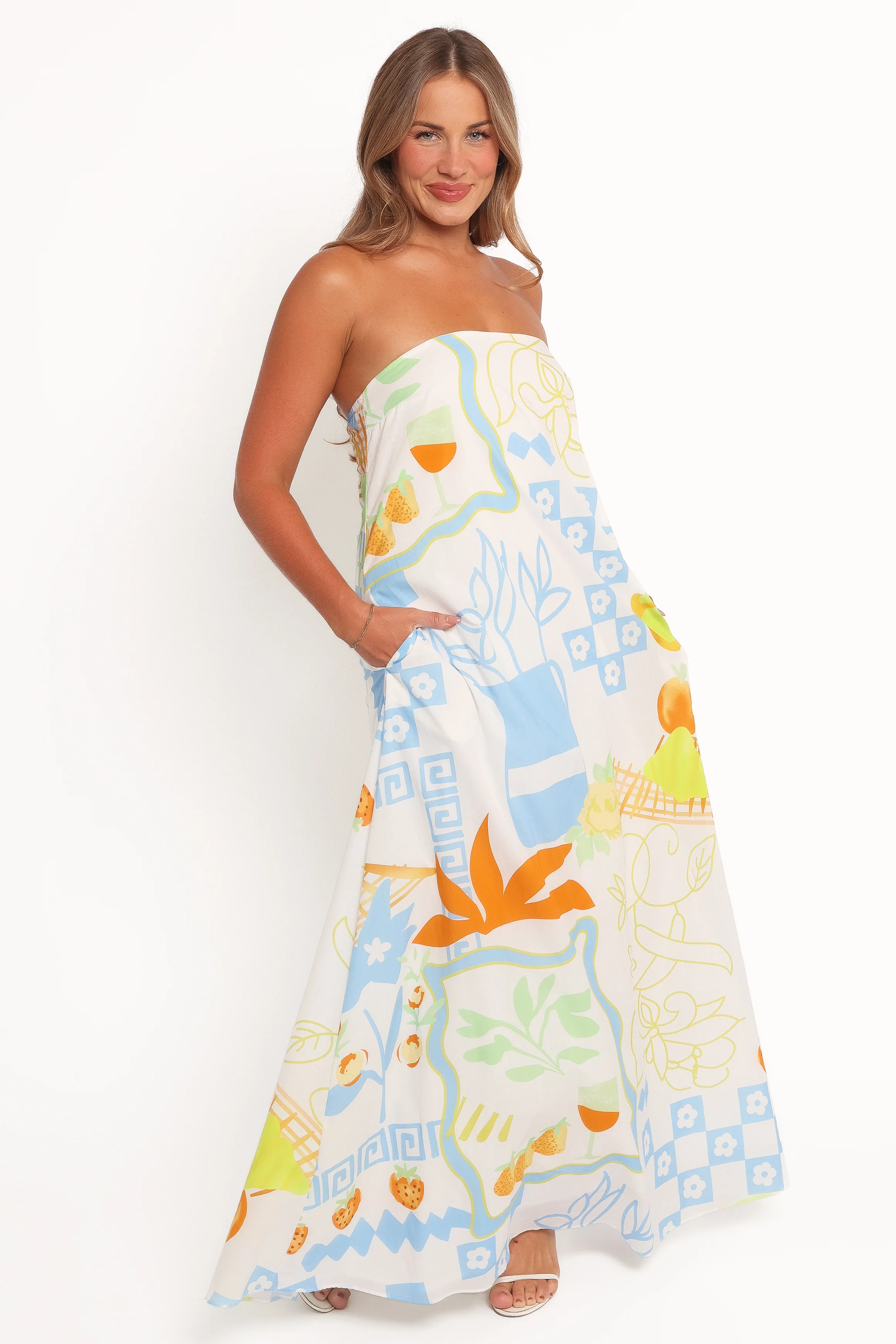Kaelani Strapless Maxi Dress - Multi Print