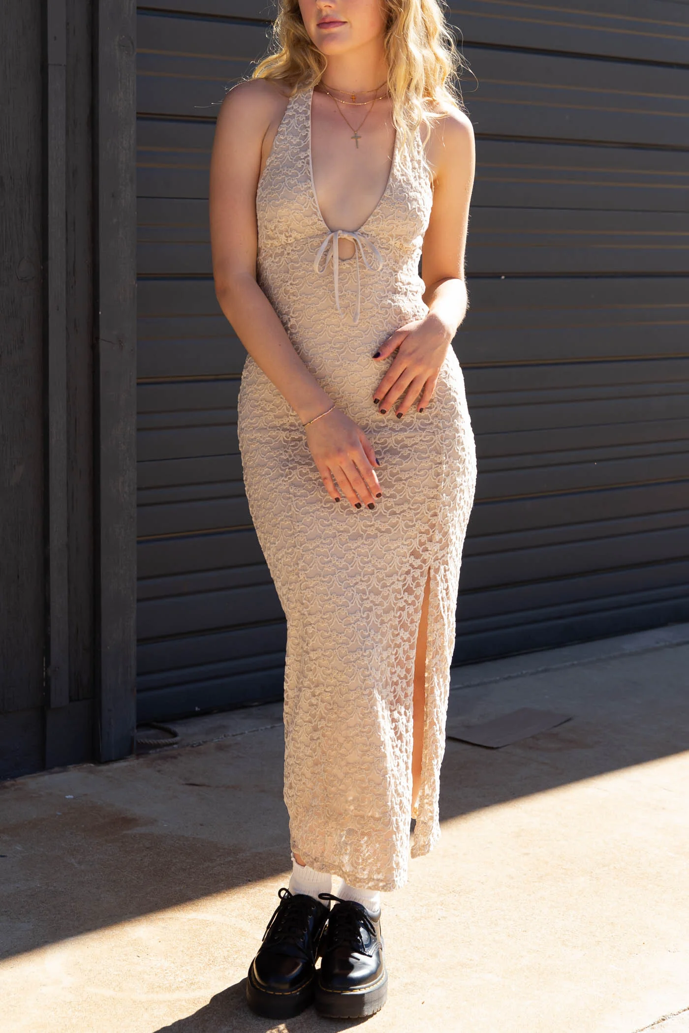 Lace Halter Midi Dress