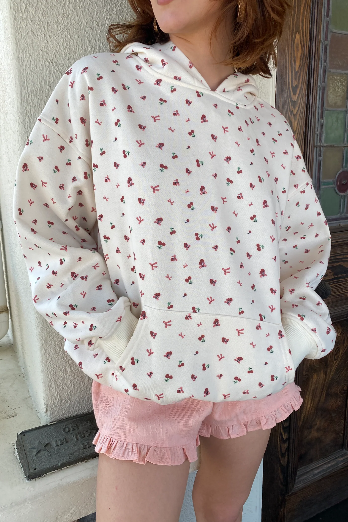 Cherry & Bow Print Hoodie