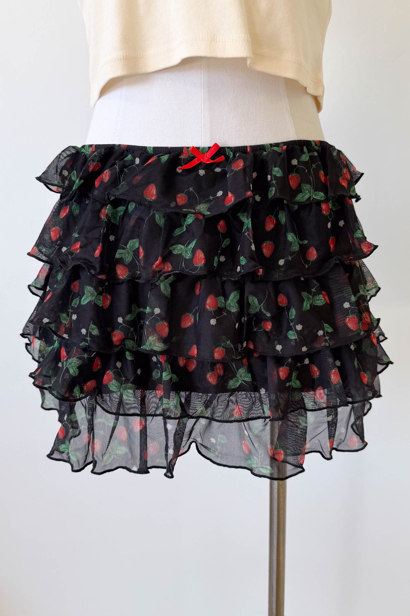 Strawberry Ruffle Mini Skirt