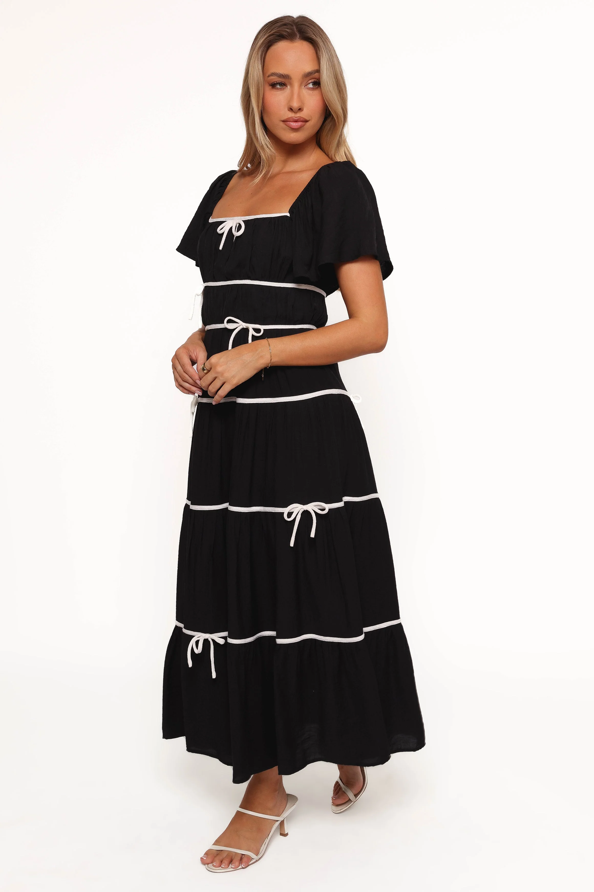 Harvey Maxi Bow Dress - Black/White