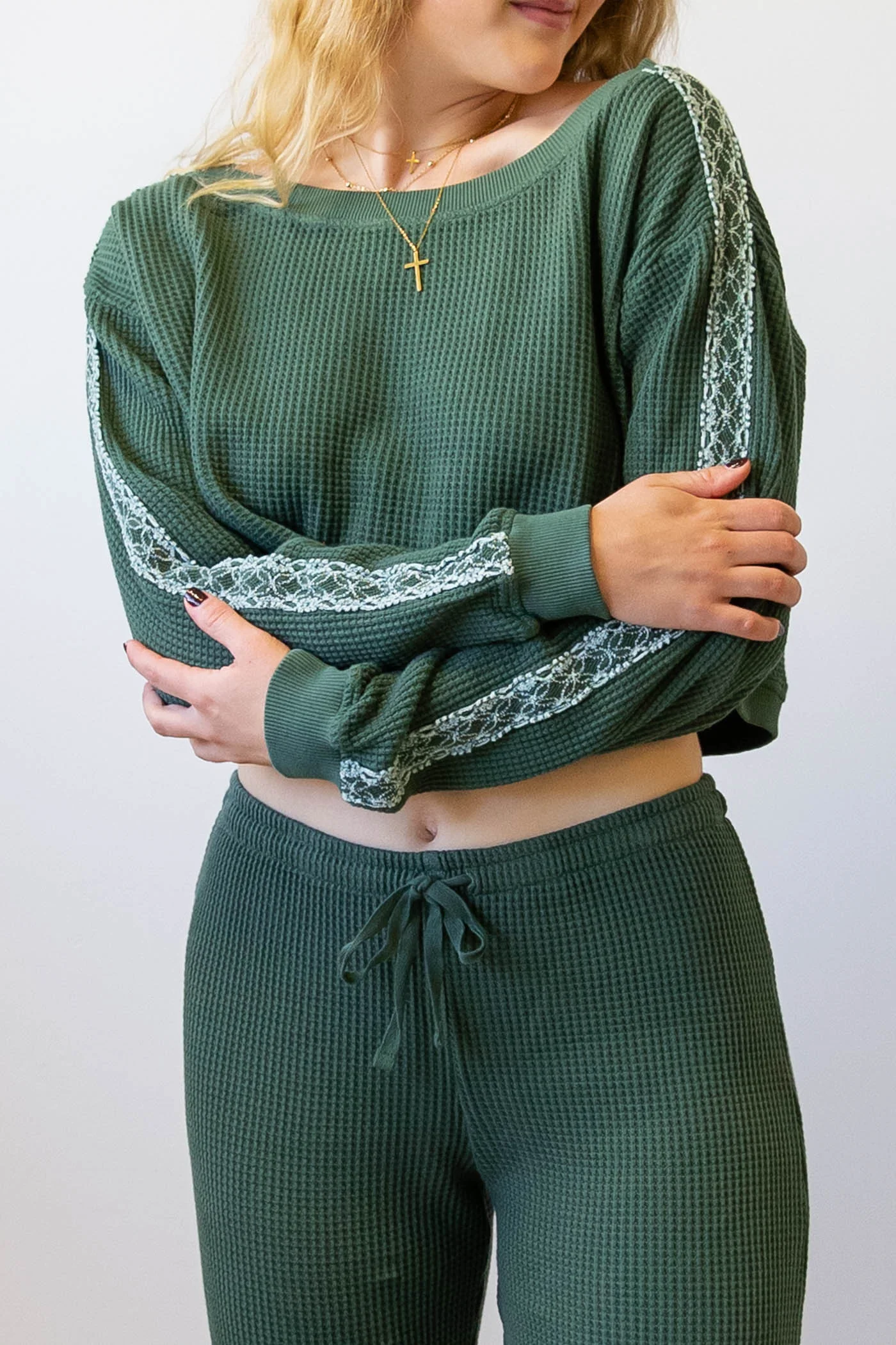 Waffle Knit Crew Top