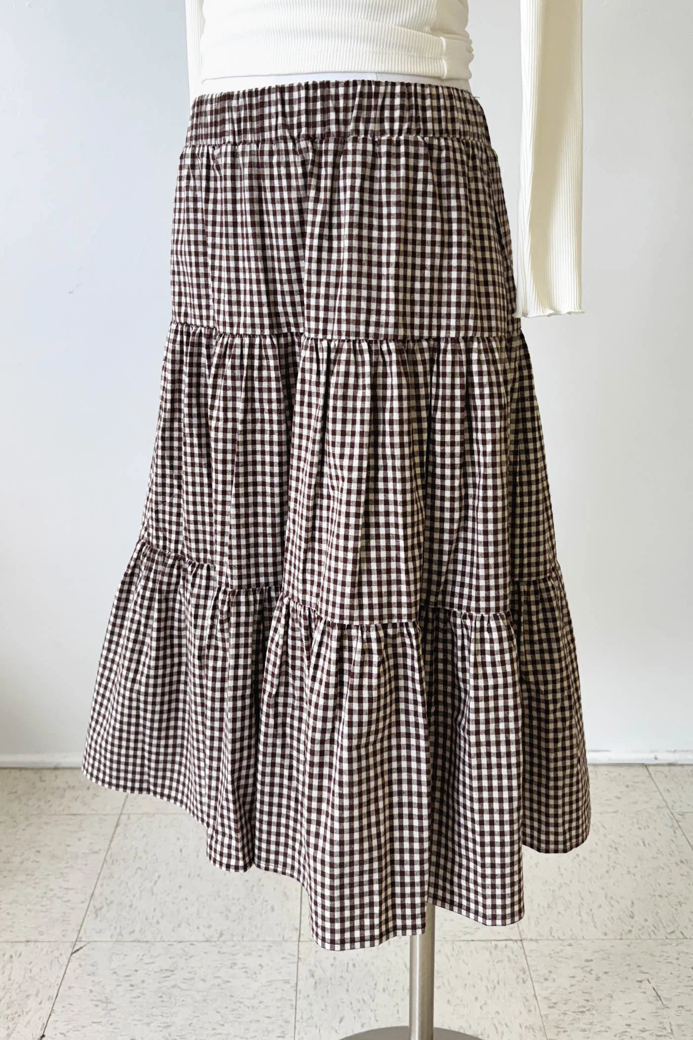 Gingham Tiered Maxi Skirt