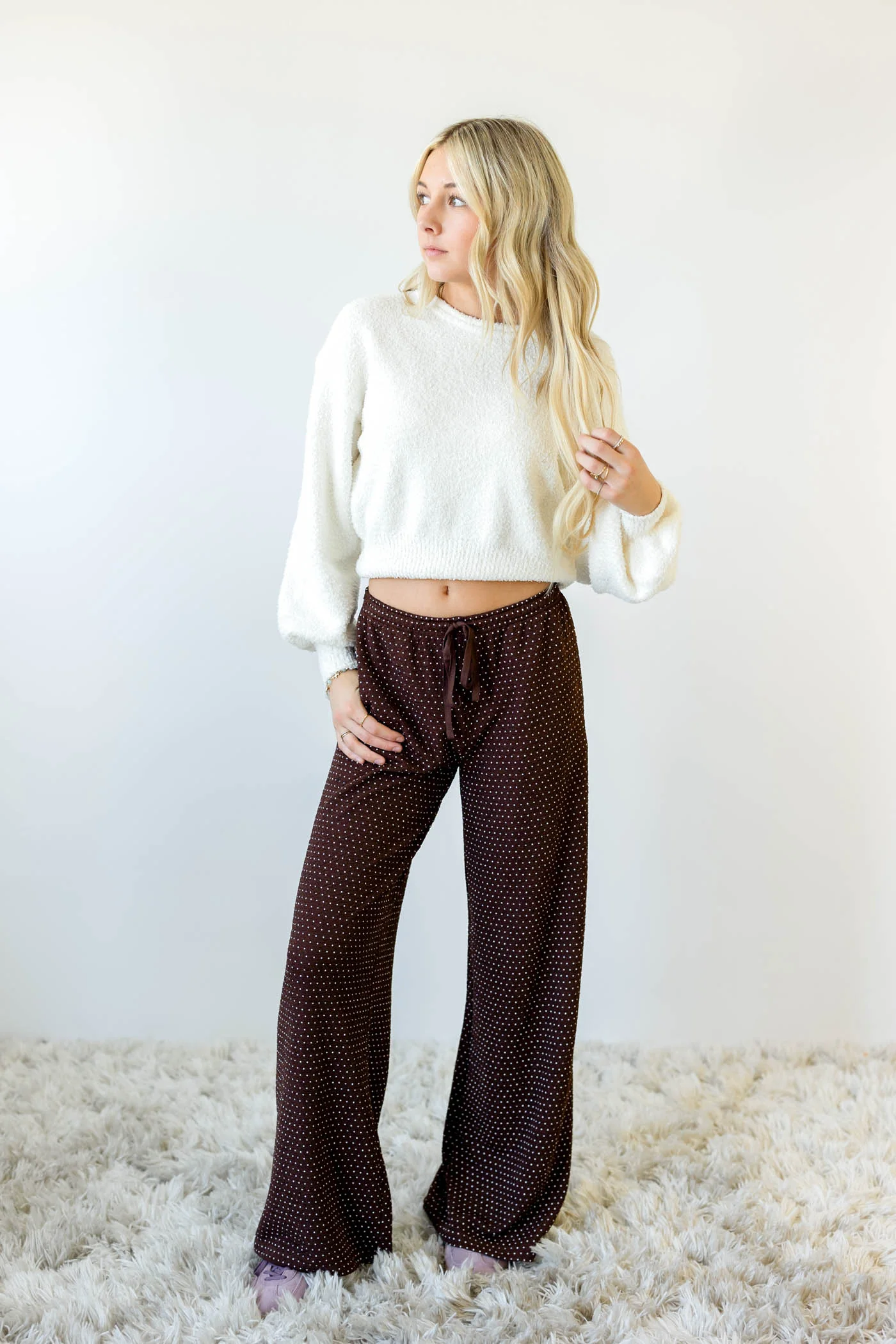 Swiss Dot Wide Leg Pants