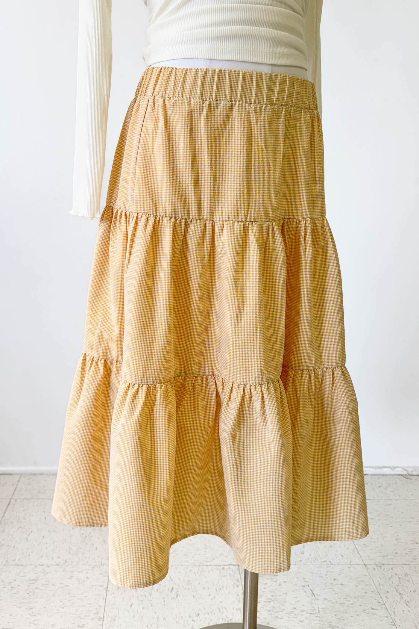 Gingham Tiered Maxi Skirt