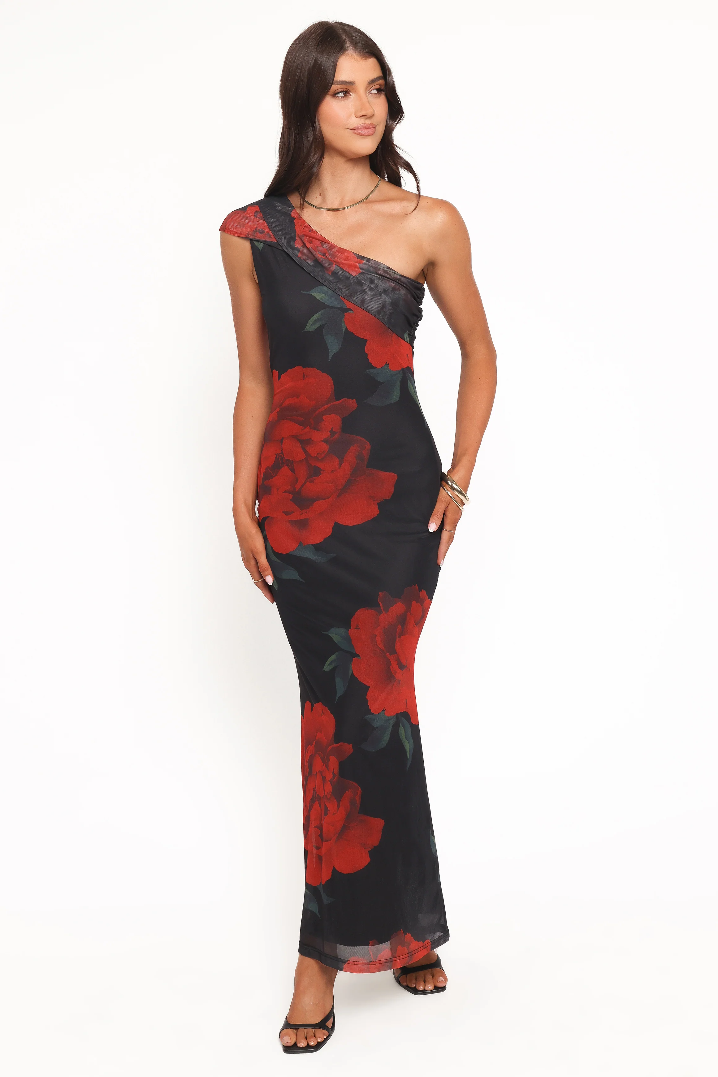 Gerri Off Shoulder Maxi Dress - Black Floral