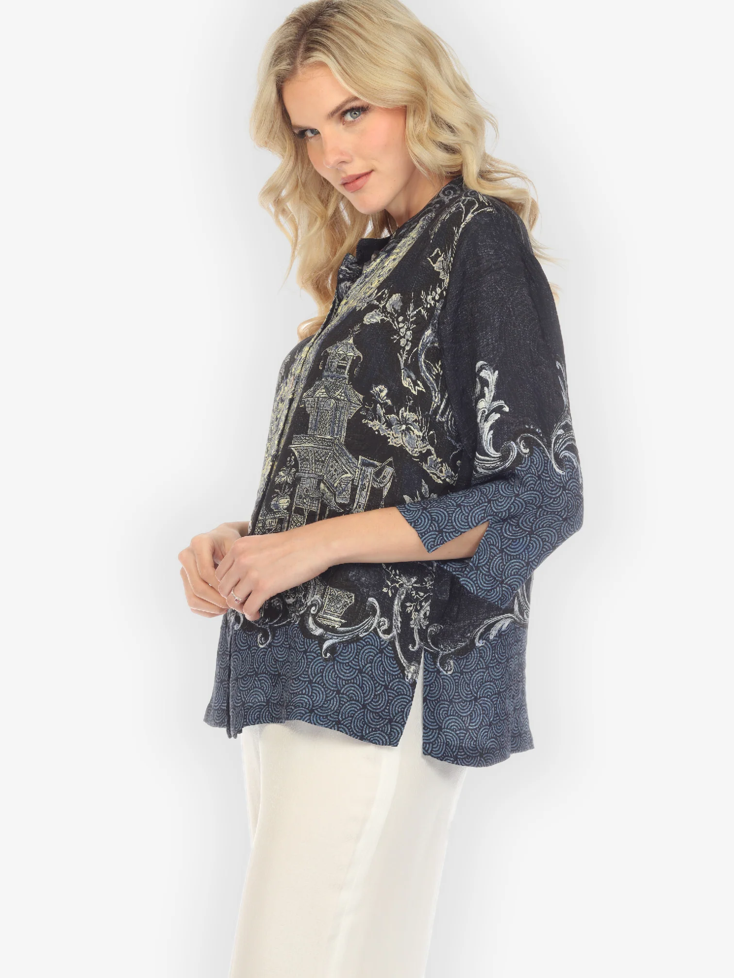 Chinoiserie Japan Silk Blend Blouse