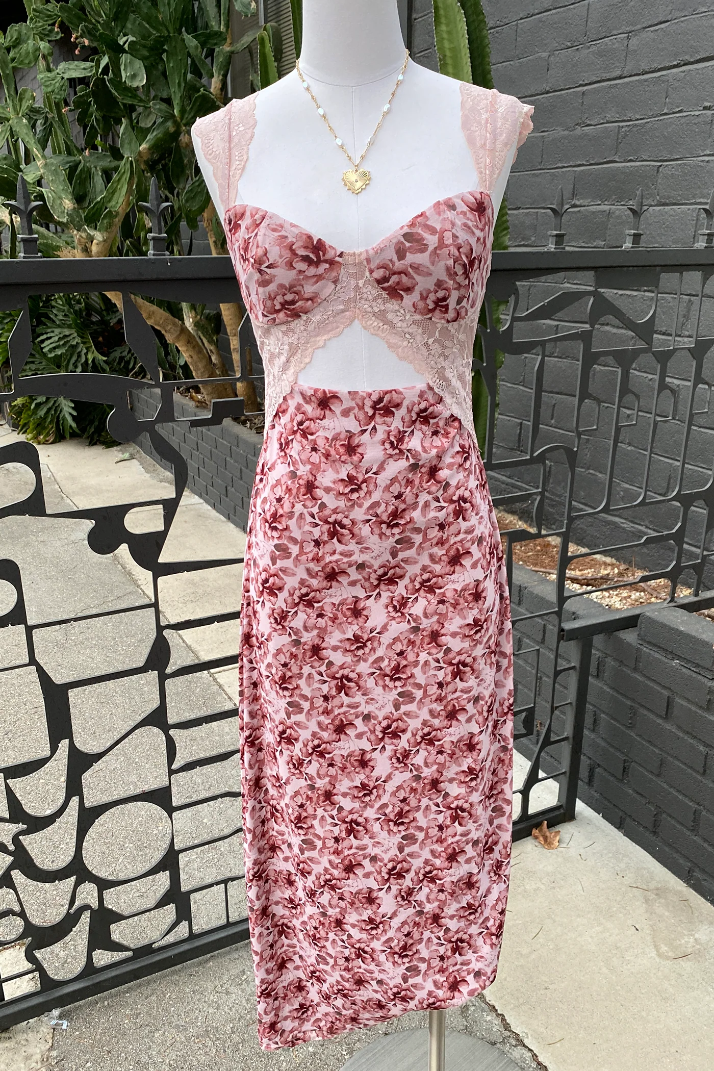 Floral Cutout Midi Dress