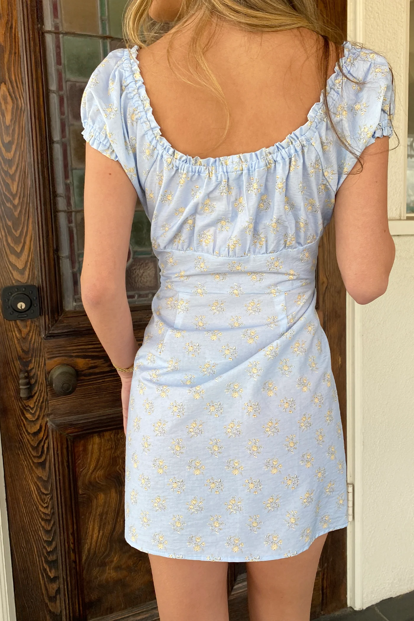 Puff Sleeve Button Mini Dress