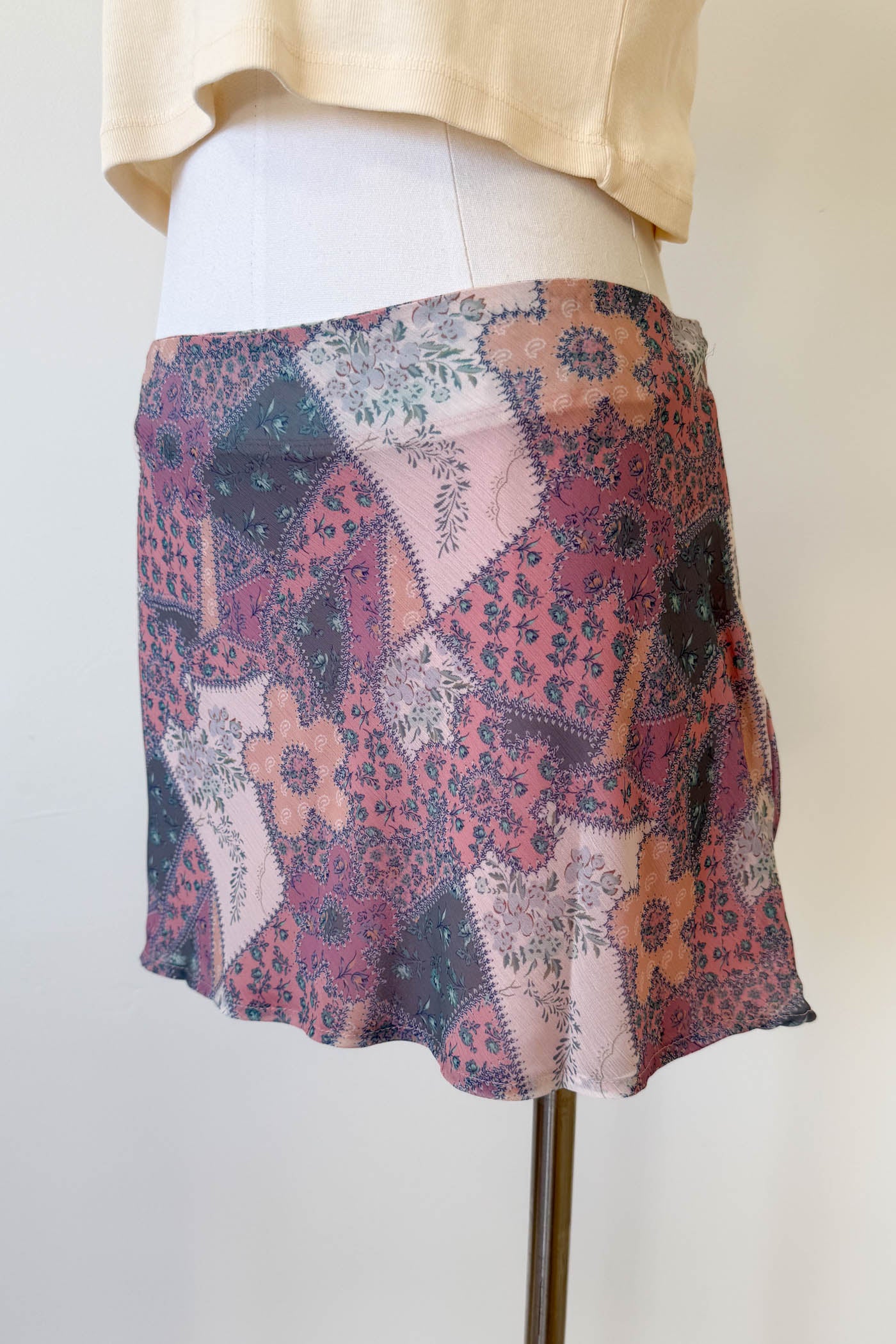 Floral Patchwork Mini Skirt