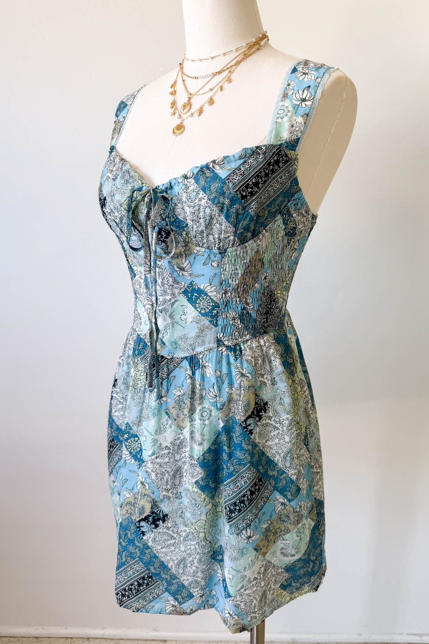 Patchwork Print Mini Dress