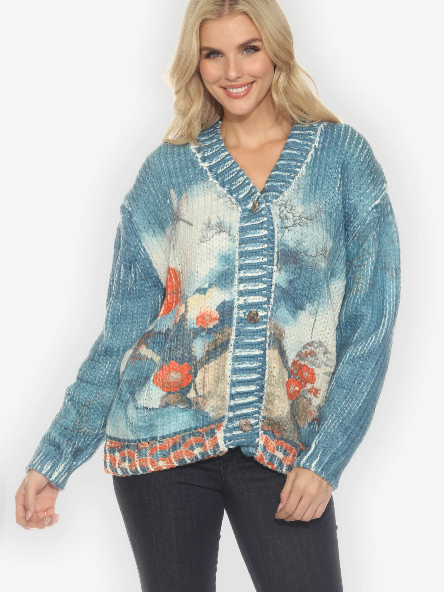 Blossom Medallion Dragonfly on Mountain Sweater