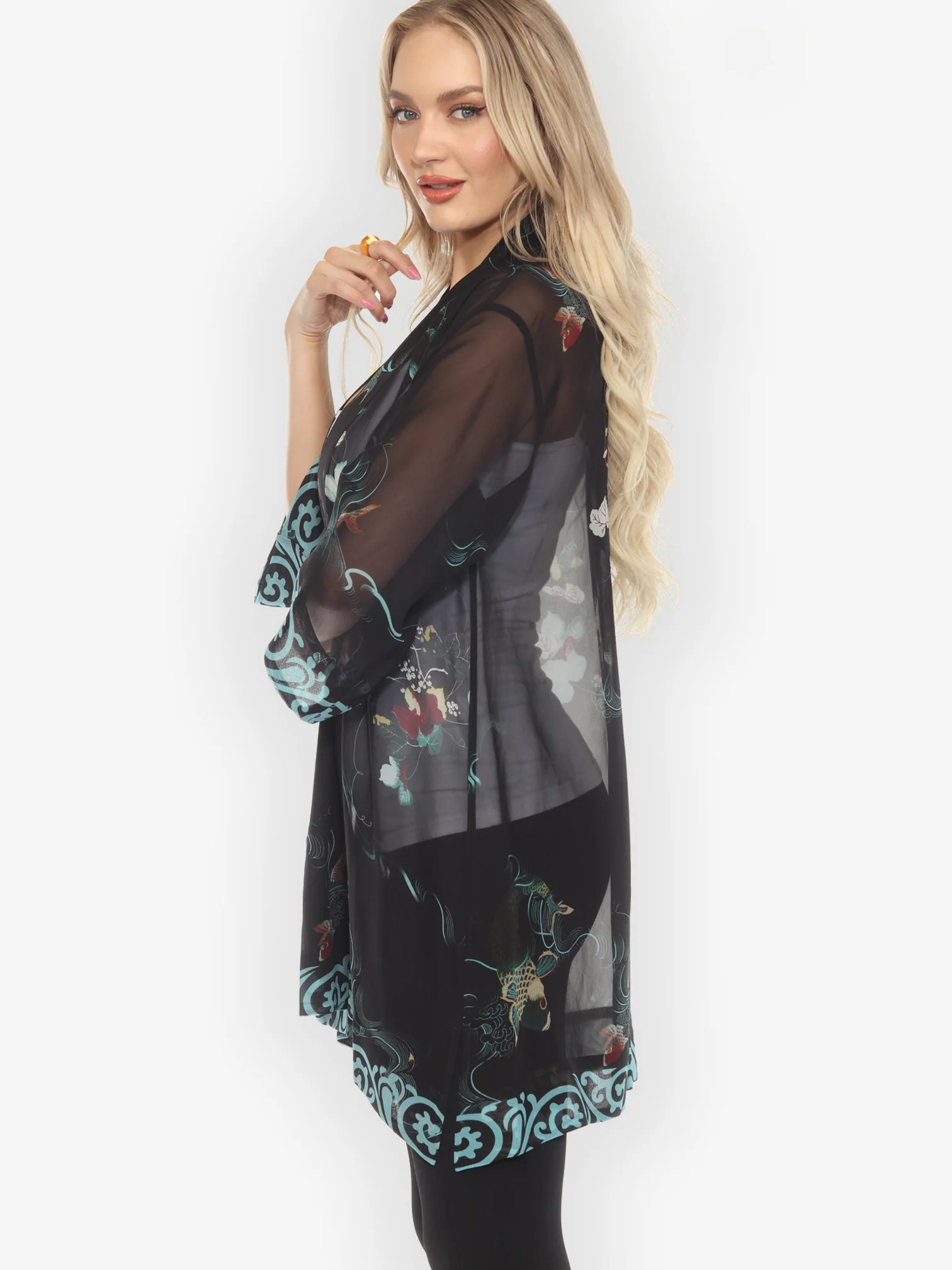 Koi and Leaves Silk Kimono Jacket